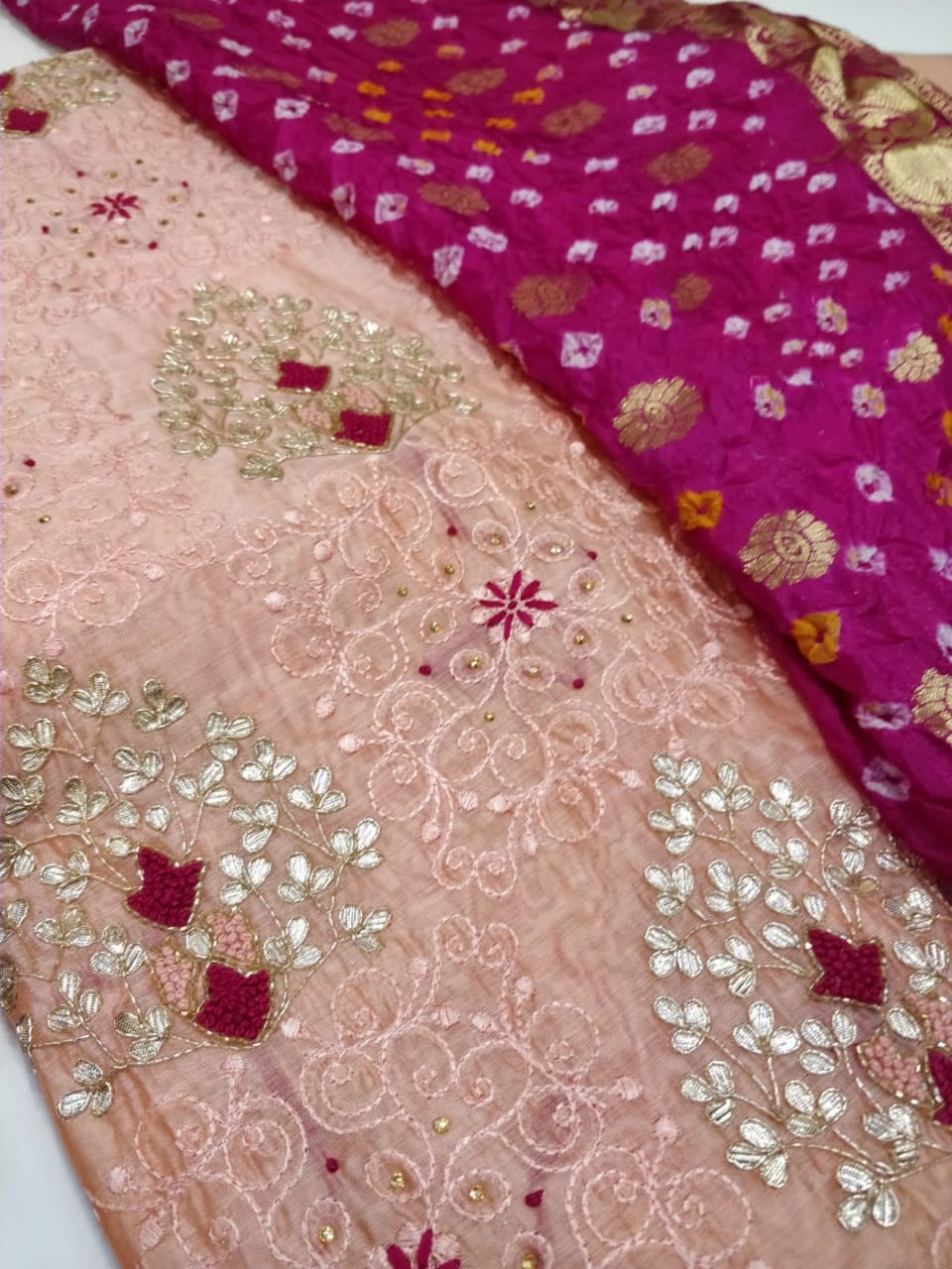 Atharva Heritage Hand Embroidery Salwar Kameez/Chanderi Ladies Suit/Bandhani Silk Dupatta/Stones/Custom Stitch Unstitch/Embroidery Potli/Gift/CH16788