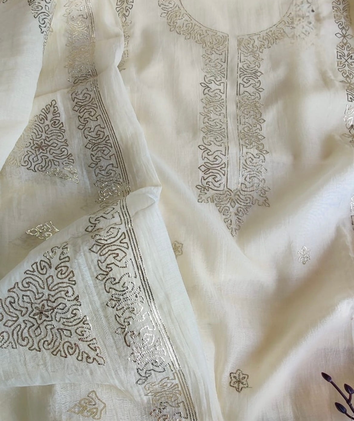 ATHARVA HERITAGE PURE MUL CHANDERI SILK Kashmiri Embroidery SUIT MCH0019