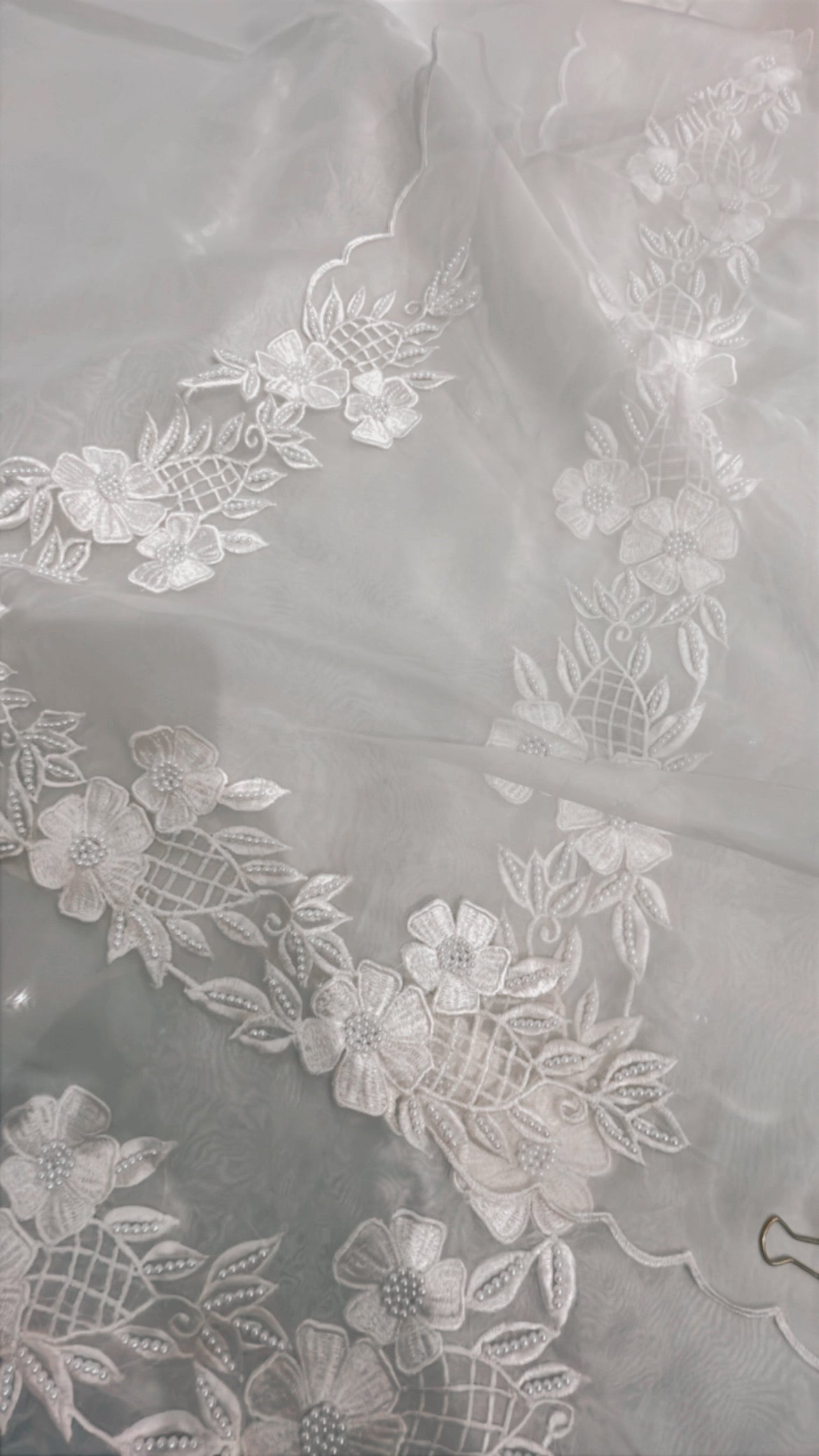 Atharva Heritage Unstitched Pure Organza Silk Pakistani Suit with Pearl Parsi Embroidery & Pure Crepe Bottom SHEER0016