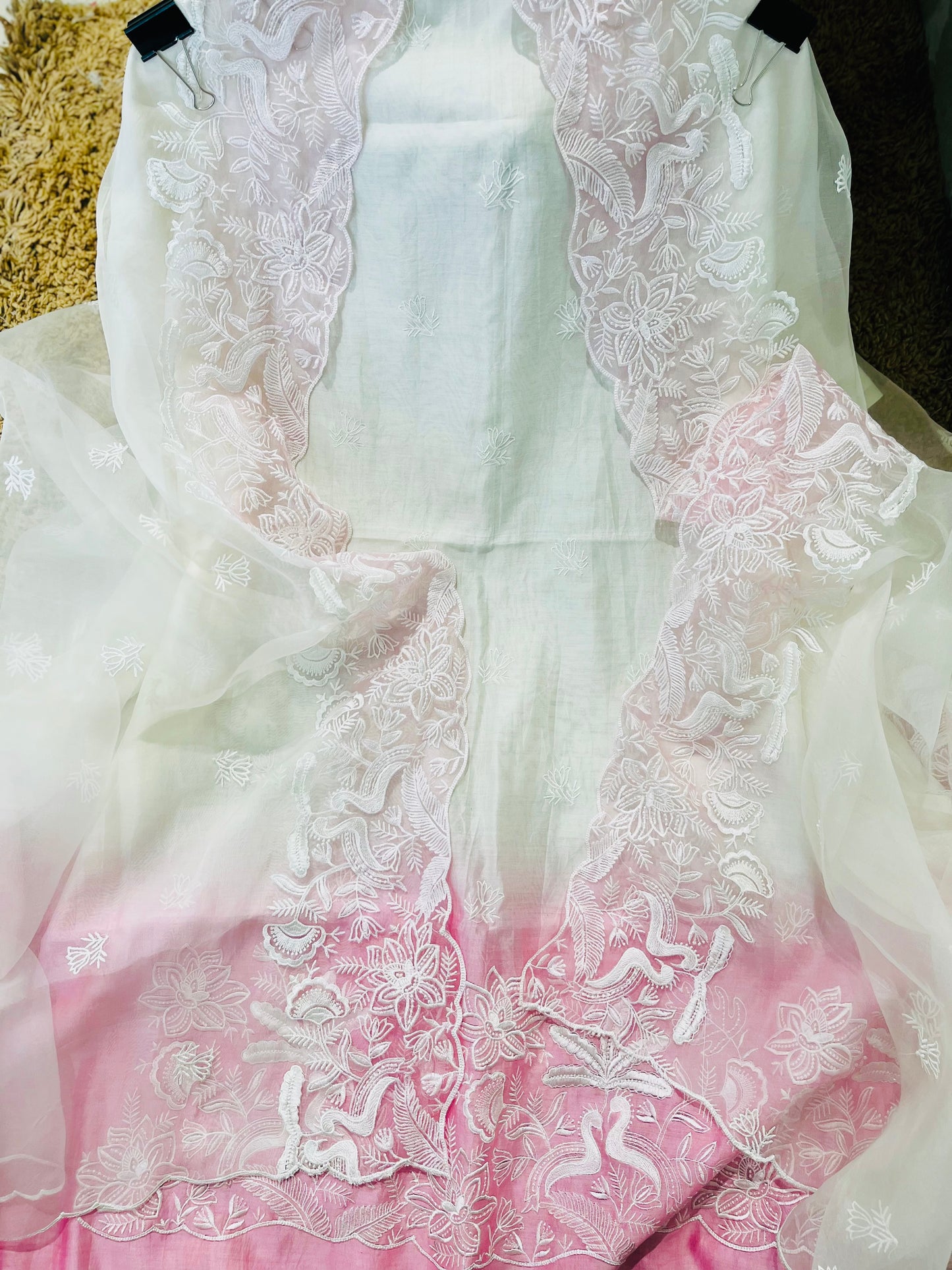 PURE MUL CHANDERI SILK KURTA PURE SILK ORGANZA DUPATTA PARSI GARA SUIT MCH00161