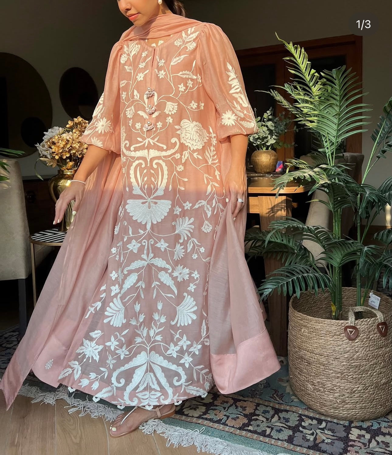 Pure Chanderi Silk 70 Grams with Pure MUL Chanderi dupatta Pakistani suit PRP00416 Dusty pink