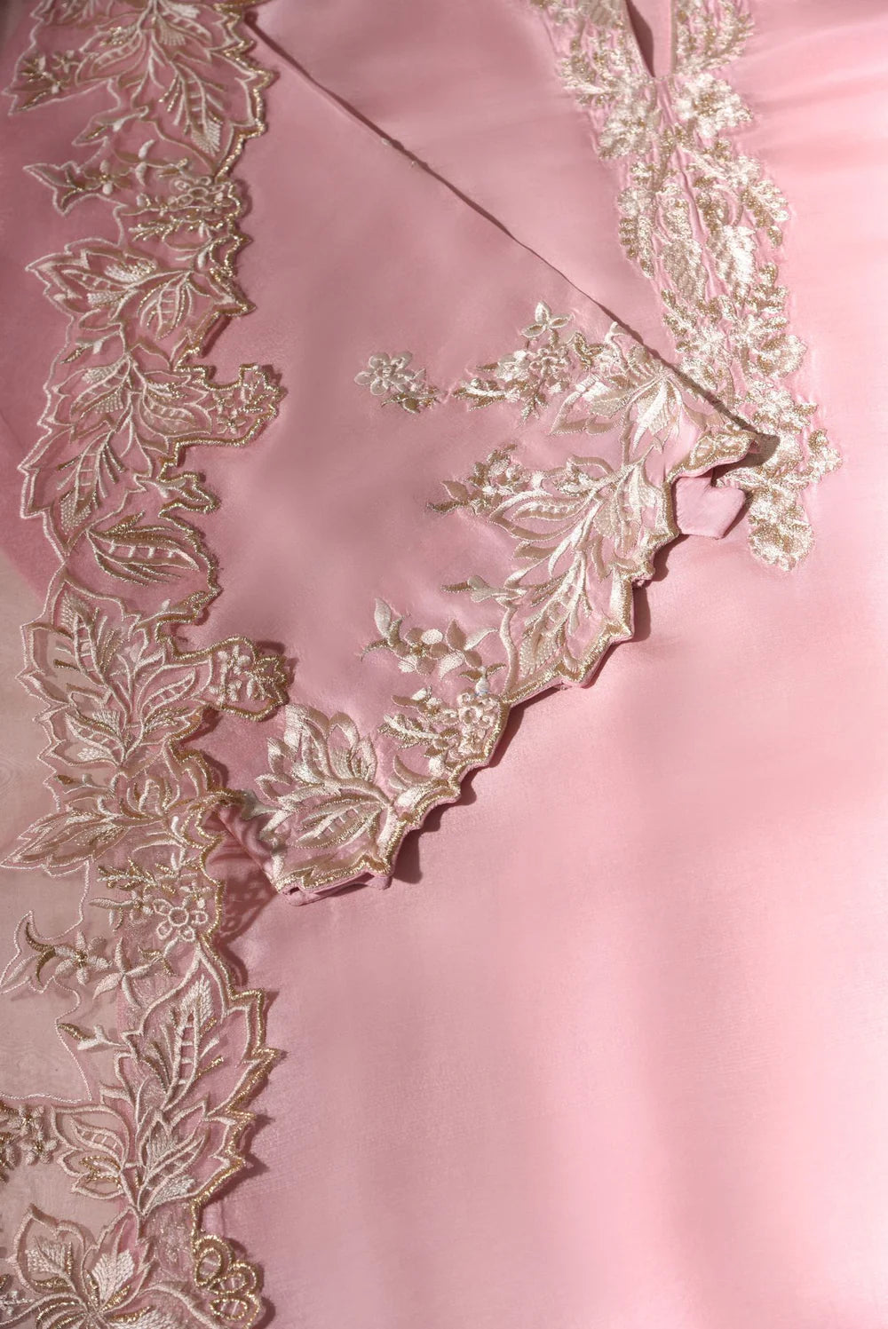 "Enchanting Elegance: Pure Silk Pakistani Suits Adorned with Exquisite Parsi Embroidery MS003 Powder Pink