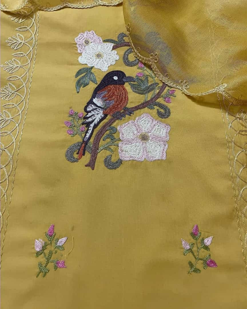 Atharva PURE MUL CHANDER KASHMIRI AARI SUIT CH19010 Yellow