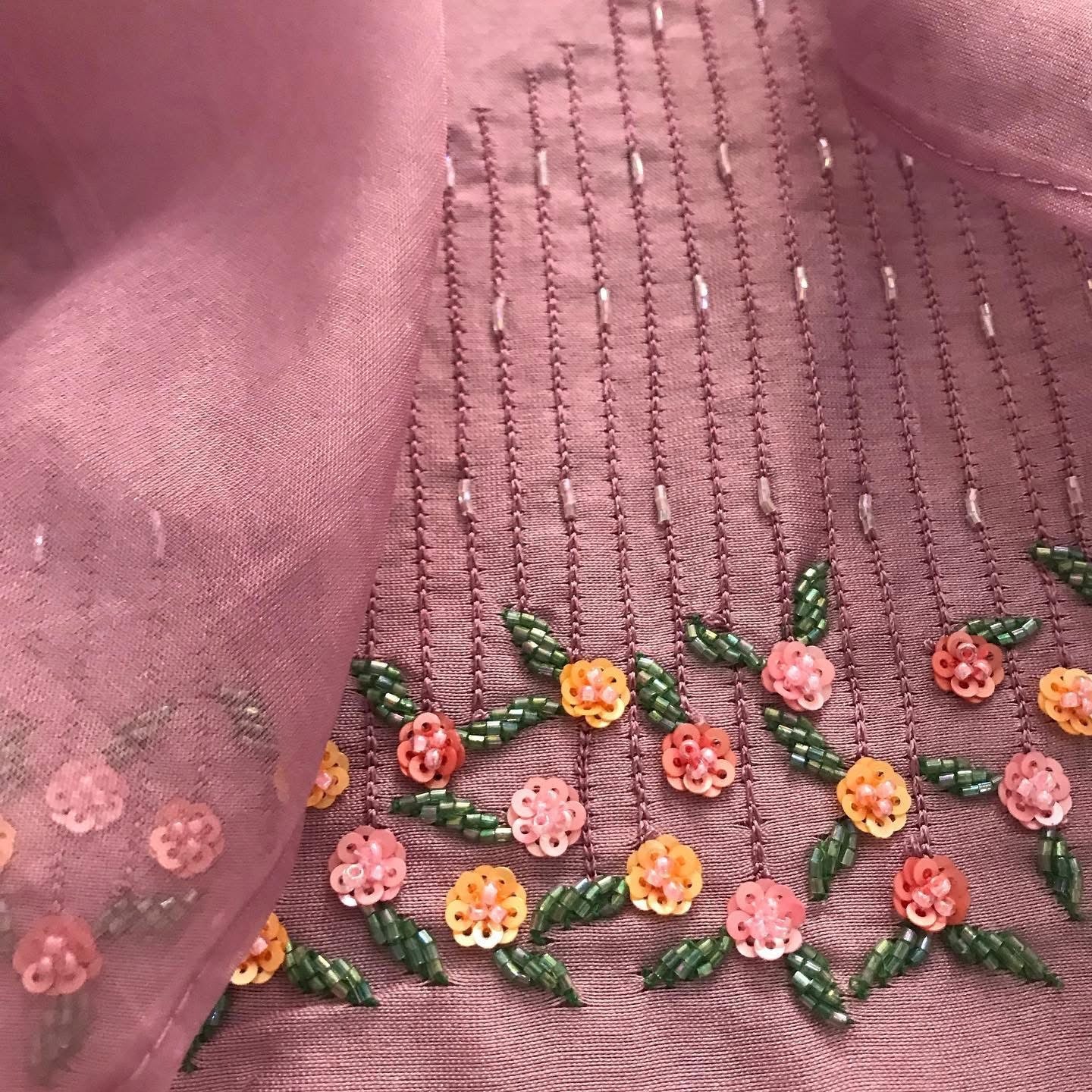 Atharva Heritage Dusty pink elegance in pure Chanderi silk, silk organza & crepe β hand-embroidered to perfection CHK006