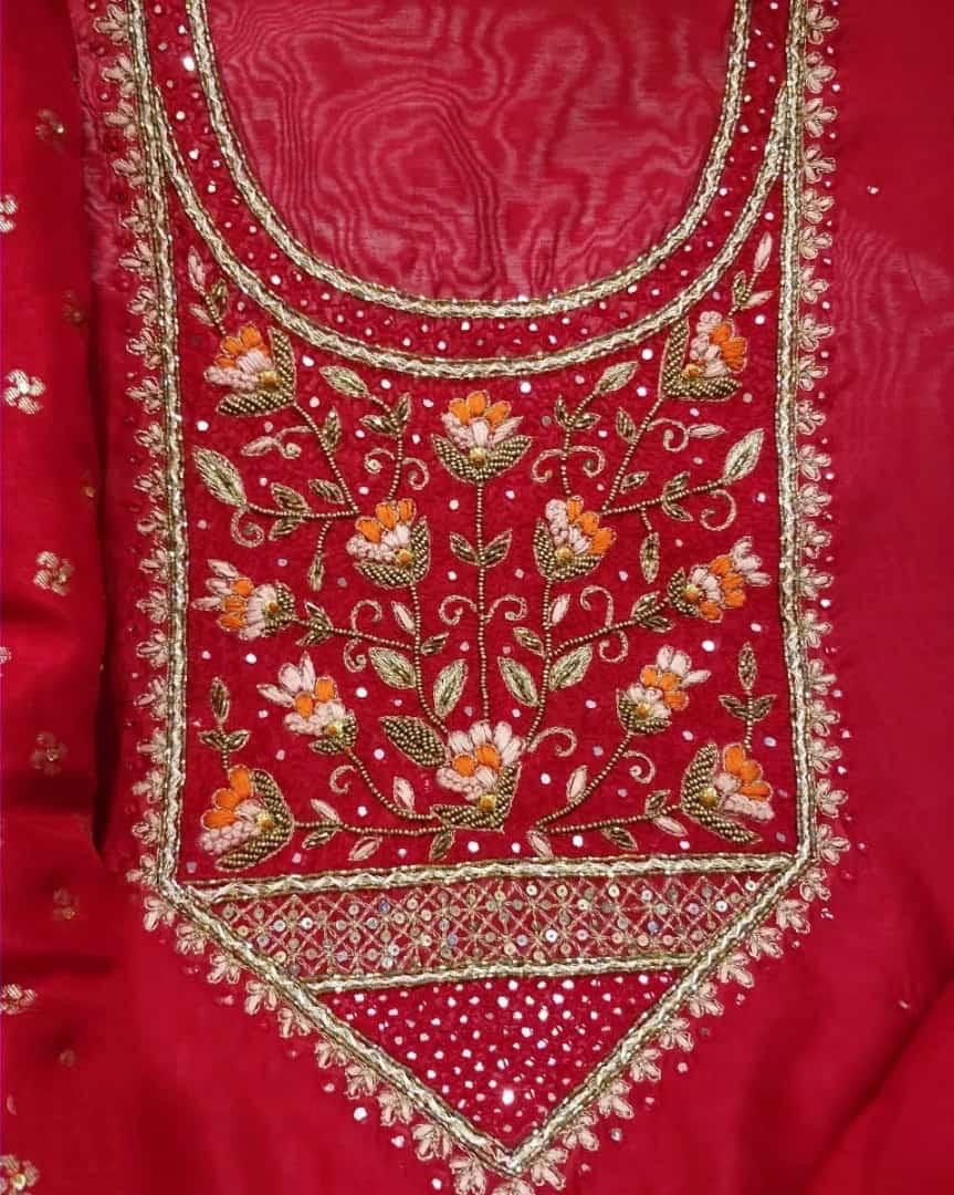 ATHARVA Hand Embroidery Salwar Kameez/Chanderi Ladies Suit/Banarsi Silk Dupatta/Stones/Custom Stitch Unstitch/Embroidery Potli/Gift/CH1696R