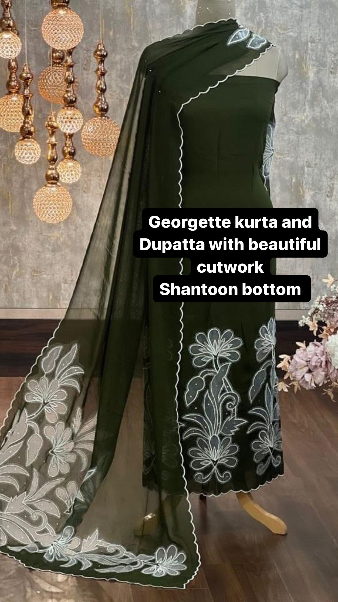 ATHARVA Hand Embroidery Salwar Kameez/Georgeete Cut-Work/Georgette Applique Shirt & Dupatta/Santoon Bottom/Custom Stitch Unstitch/Plazo/Pant/ CUT80492