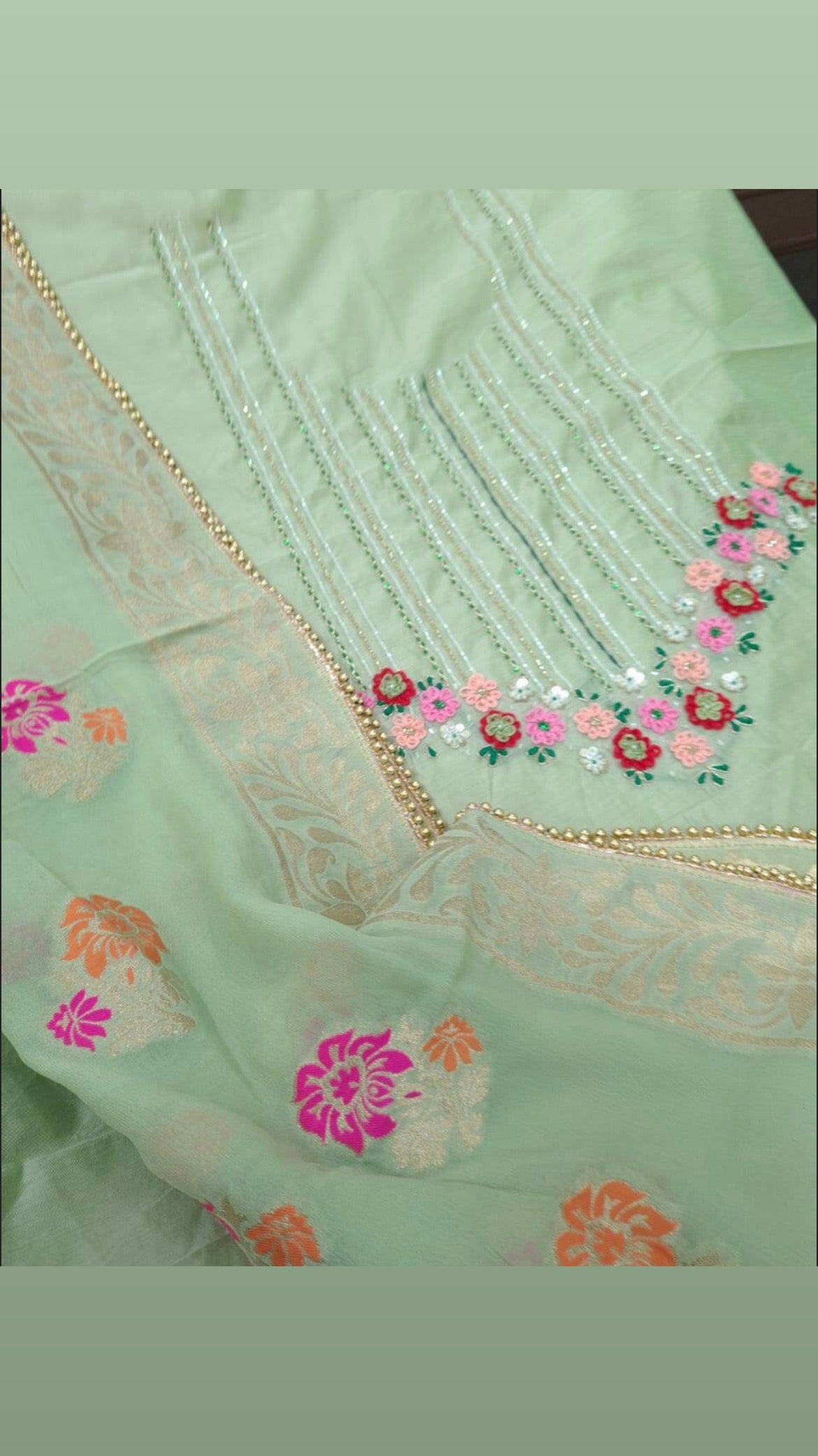 ATHARVA Hand Embroidery Salwar Kameez/Chanderi Ladies Suit/Banarsi Silk Dupatta/Stones/Custom Stitch Unstitch/Embroidery Potli/Gift/CH16772