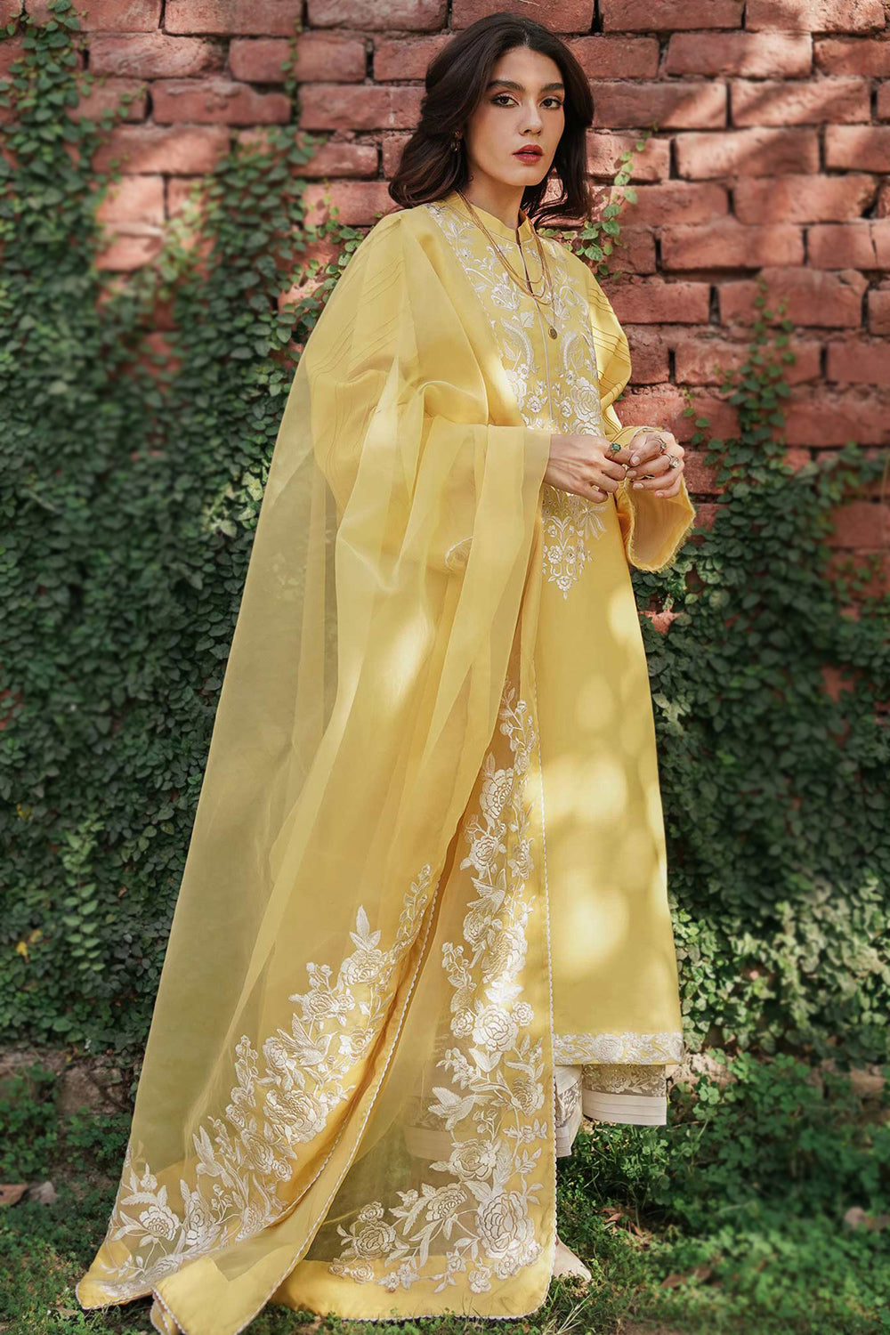 Pure Chanderi Silk 70 Grams with Pure MUL Chanderi dupatta Pakistani suit PRP00417 Yellow