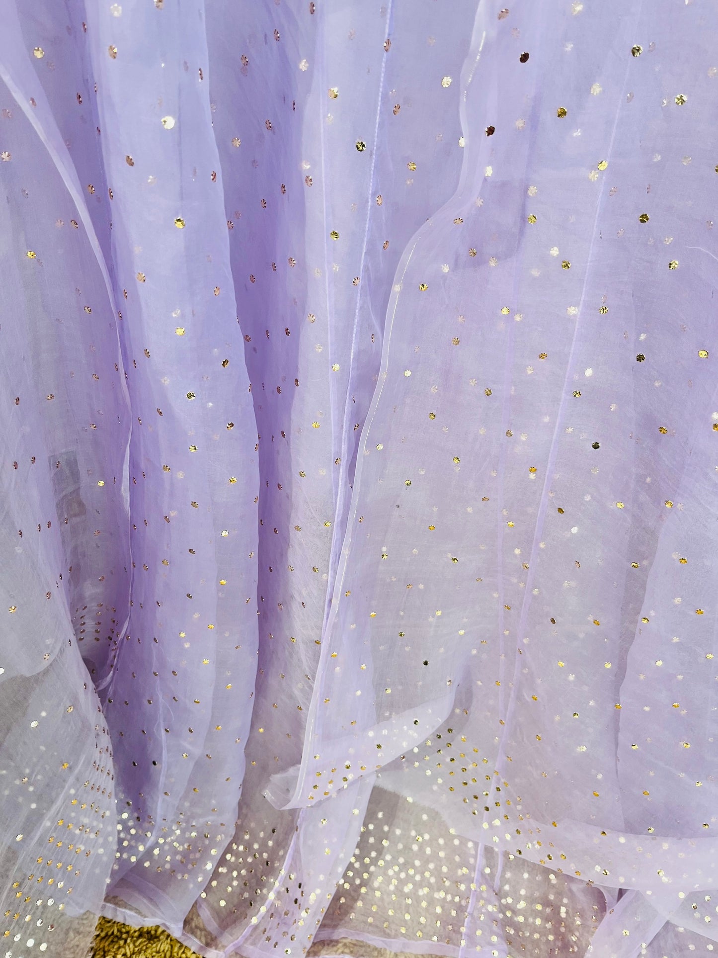 Atharva Heritage Lavender Pure Silk Organza Hand Embroidered Mukaish Lehenga Set