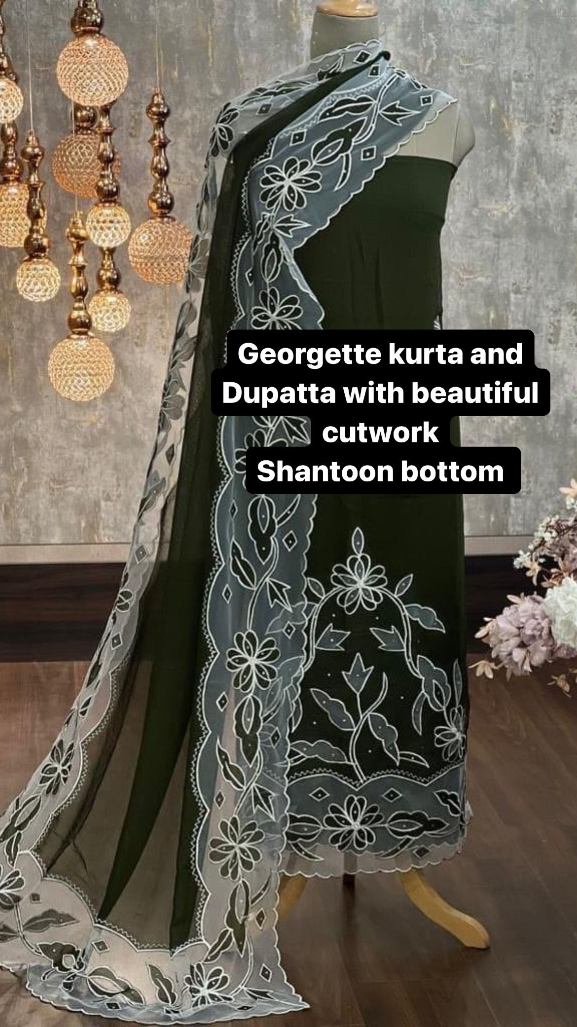 ATHARVA Hand Embroidery Salwar Kameez/Georgeete Cut-Work/Georgette Applique Shirt & Dupatta/Santoon Bottom/Custom Stitch Unstitch/Plazo/Pant/ CUT80492