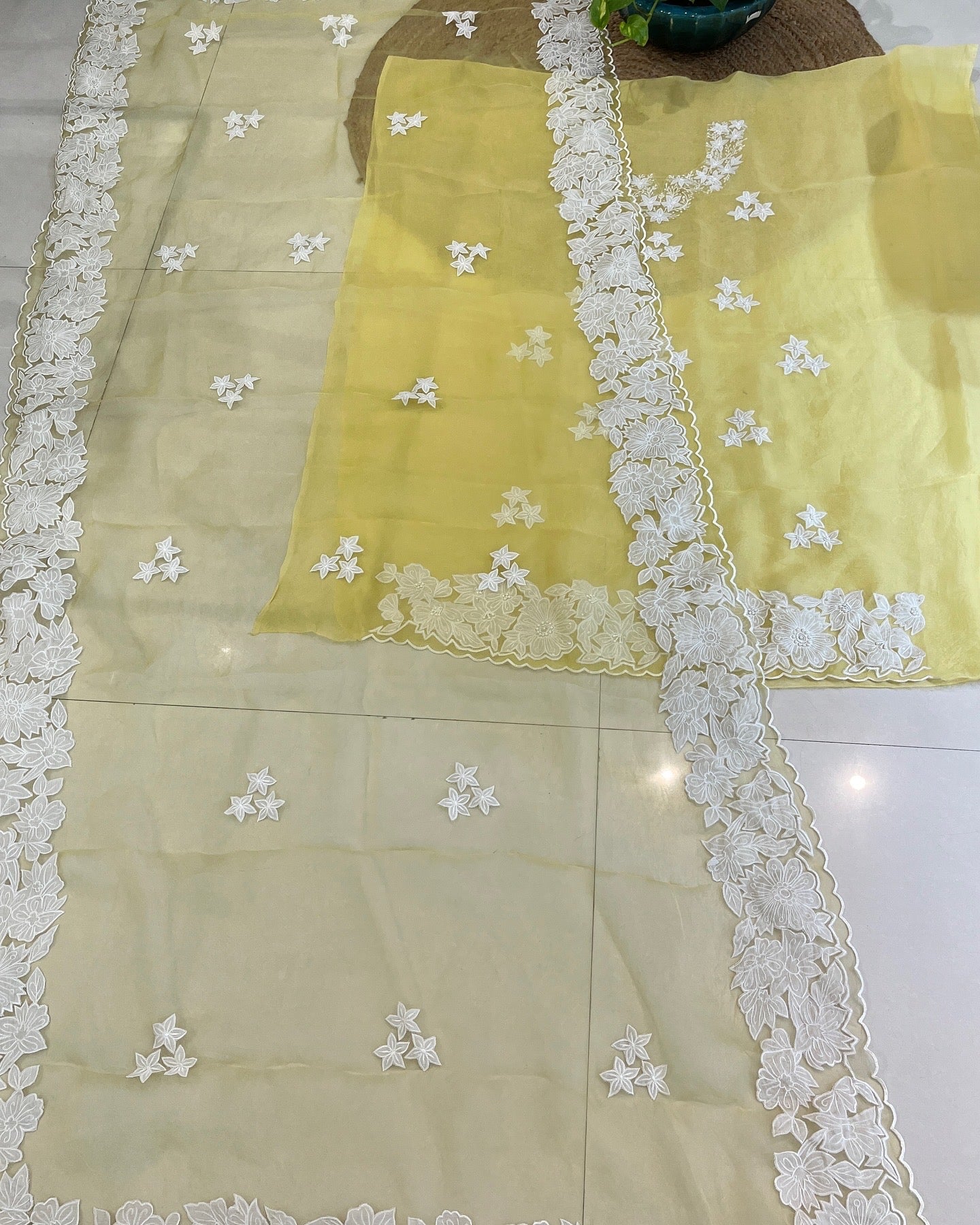 Atharva Heritage Sheer Luxury Pakistani Appliqué Suit PL0015Y Yellow