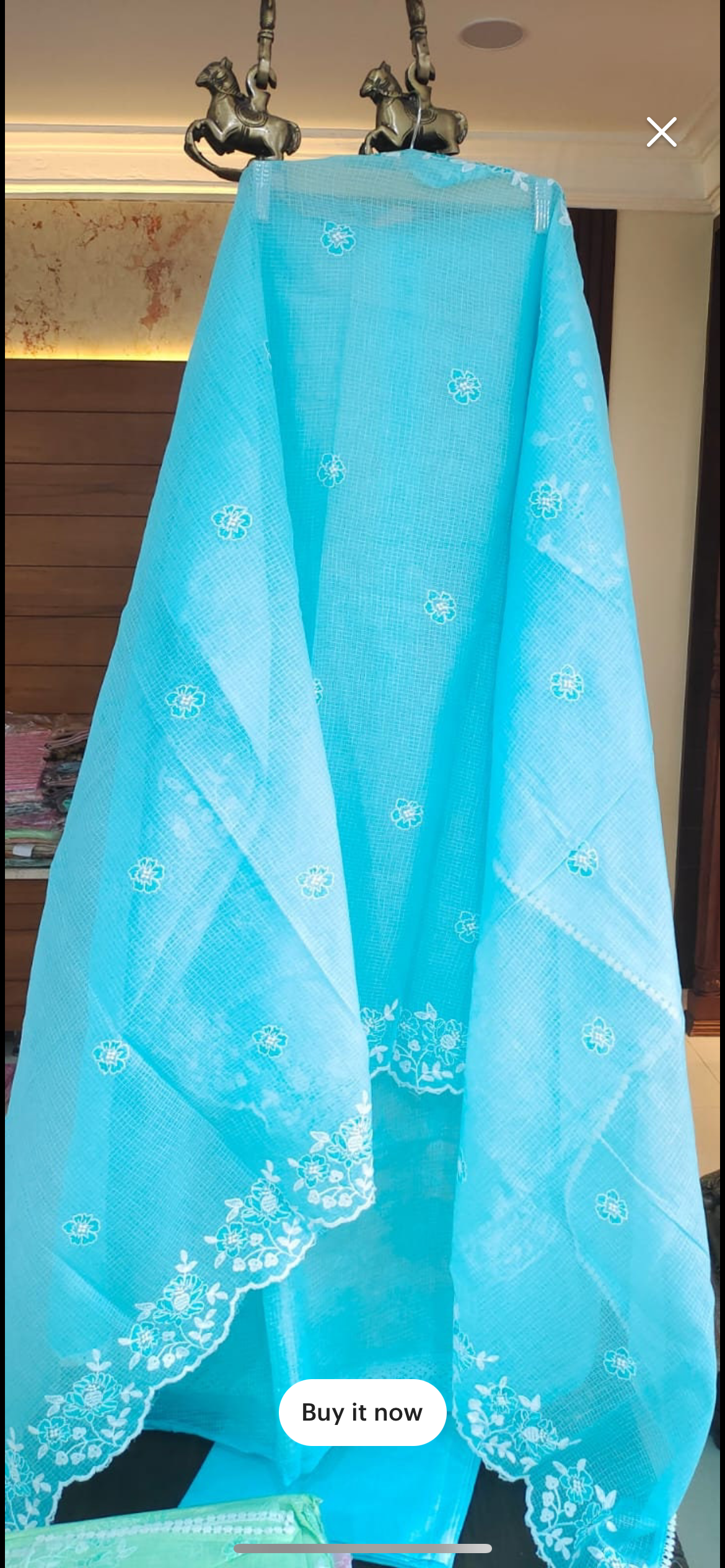 Atharva Embroidered Cotton kota Salwar Kameez/Embroidery Kota Dupatta/Cotton Embroidery Shirt /Cotton Chikankari Bottom- KK0015B Blue