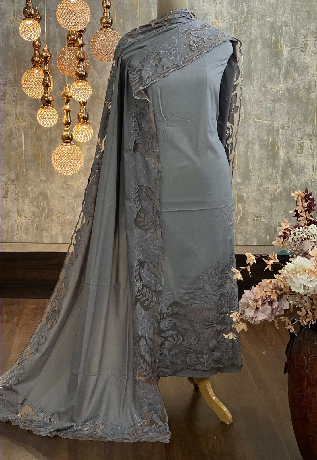 ATHARVA Hand Cutwork Salwar Kameez/PURE Mulmul Cut-Work/Applique Shirt & BOTTOM/PURE Mulmul DUPATTA/Custom Stitch Unstitch/Plazo/Pant/ CUT8053