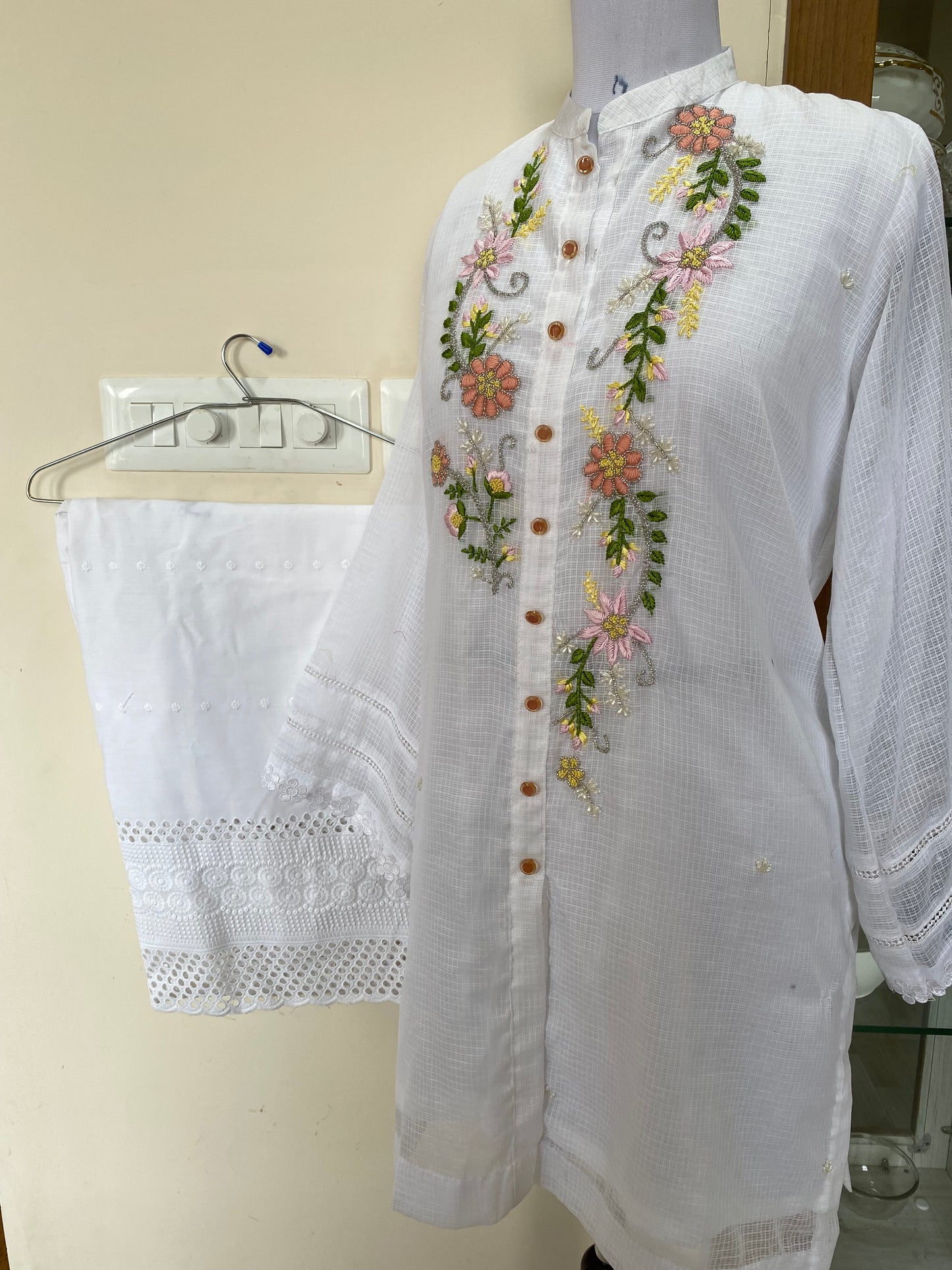 Summer Vibe Pure Kota Doria  Ready to Wear Hand Embroidered Coord Set KDC001