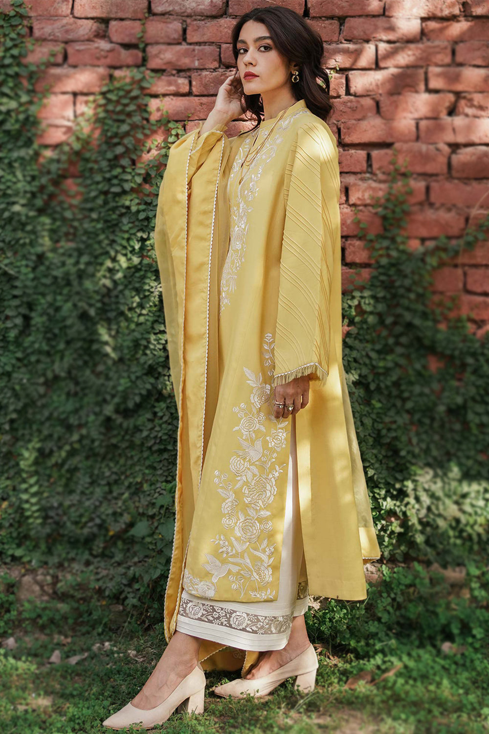 Atharva Heritage Pure Chanderi Silk 70 Grams with Pure MUL Chanderi dupatta Pakistani suit PRP00417 Yellow