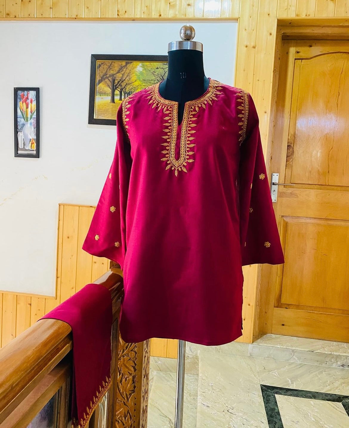 Atharva Heritage/pure Chanderi silk Pakistani with Kashmiri Embroidery Coord Set PRP005