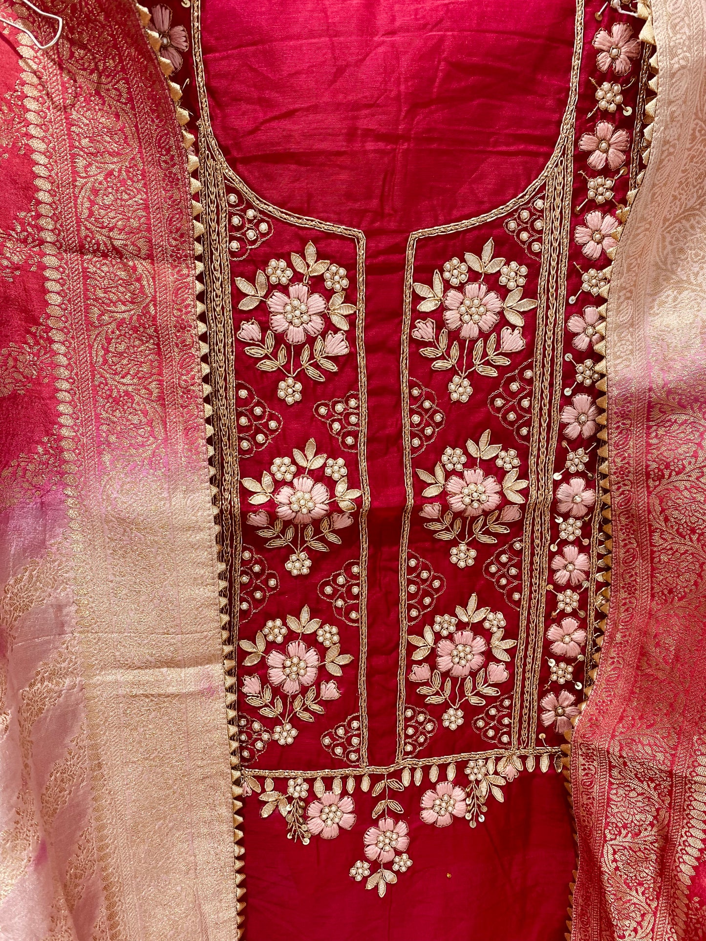 ATHARVA Hand Embroidery Salwar Kameez/Chanderi Ladies Suit/Banarsi Silk Dupatta/Stones/Custom Stitch Unstitch/Embroidery Potli/Gift/CH16766
