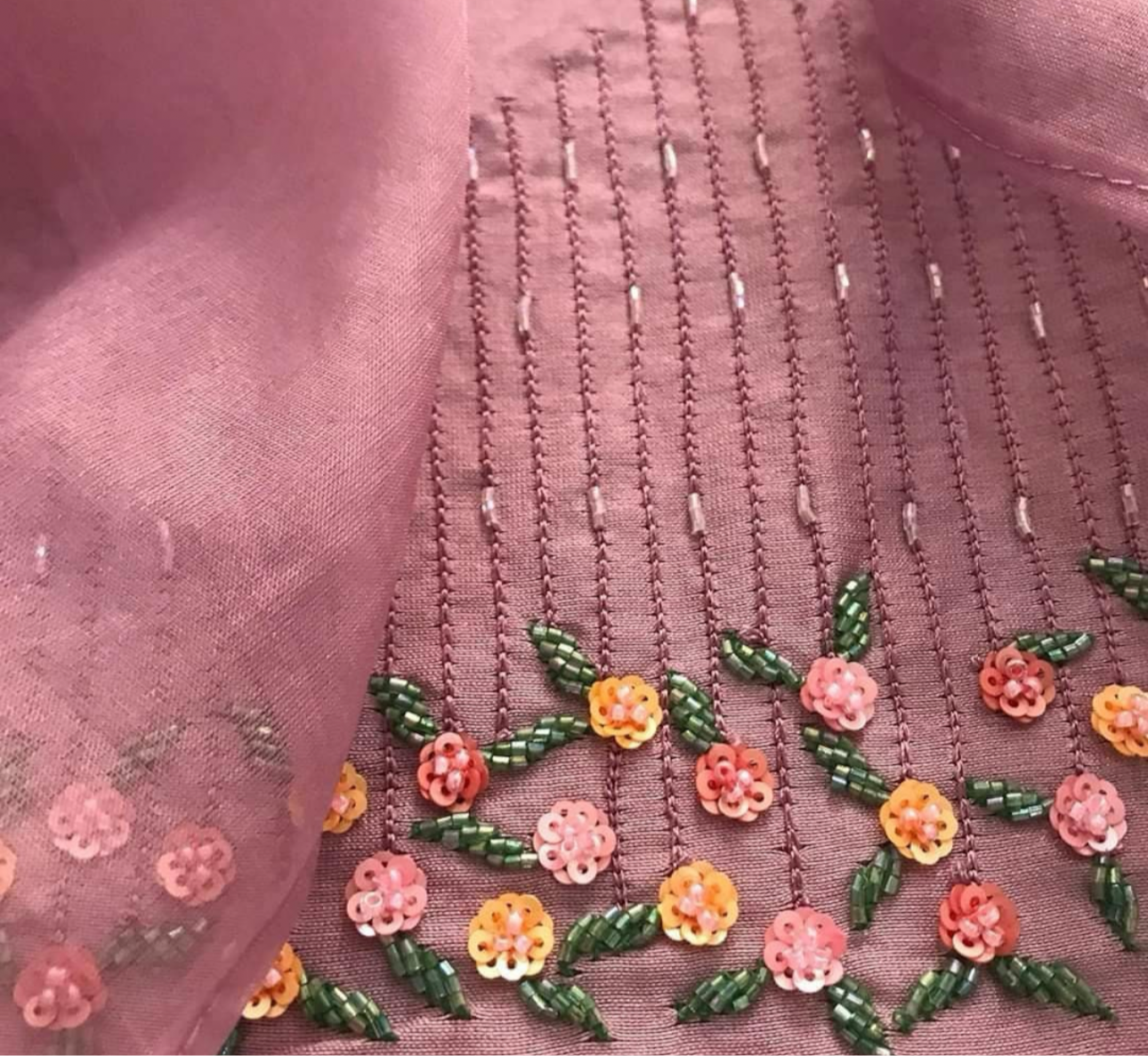 ATHARVA Hand Embroidered Salwar Kameez /Colors Available/Dark Peach/Thread Sequence/Stitch Unstitch/Anarkali/Patiala/Pant/Churridar/CH1580D