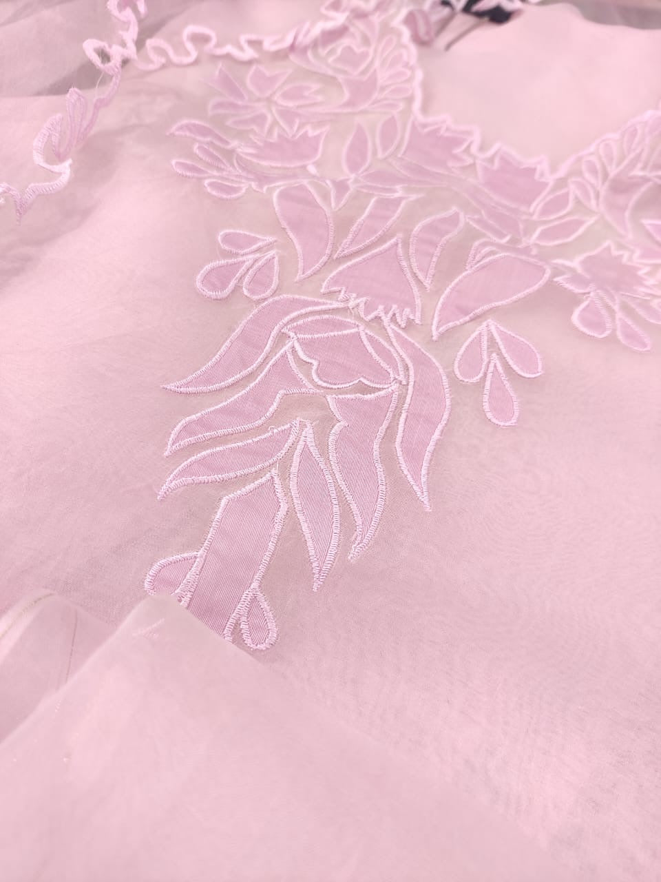 Sheer Luxury Pakistani Appliqué Suit PL002 Powder
