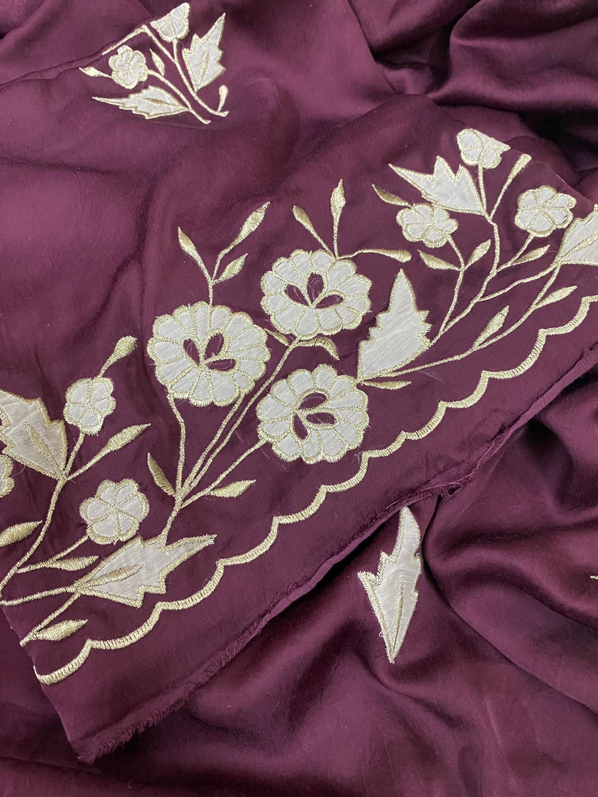 ATHARVA Hand Embroidery Salwar Kameez/Chanderi Cut-Work Shirt & Dupatta/Chanderi Bottom/Custom Stitch Unstitch/Plazo/Pant/ CUT8031