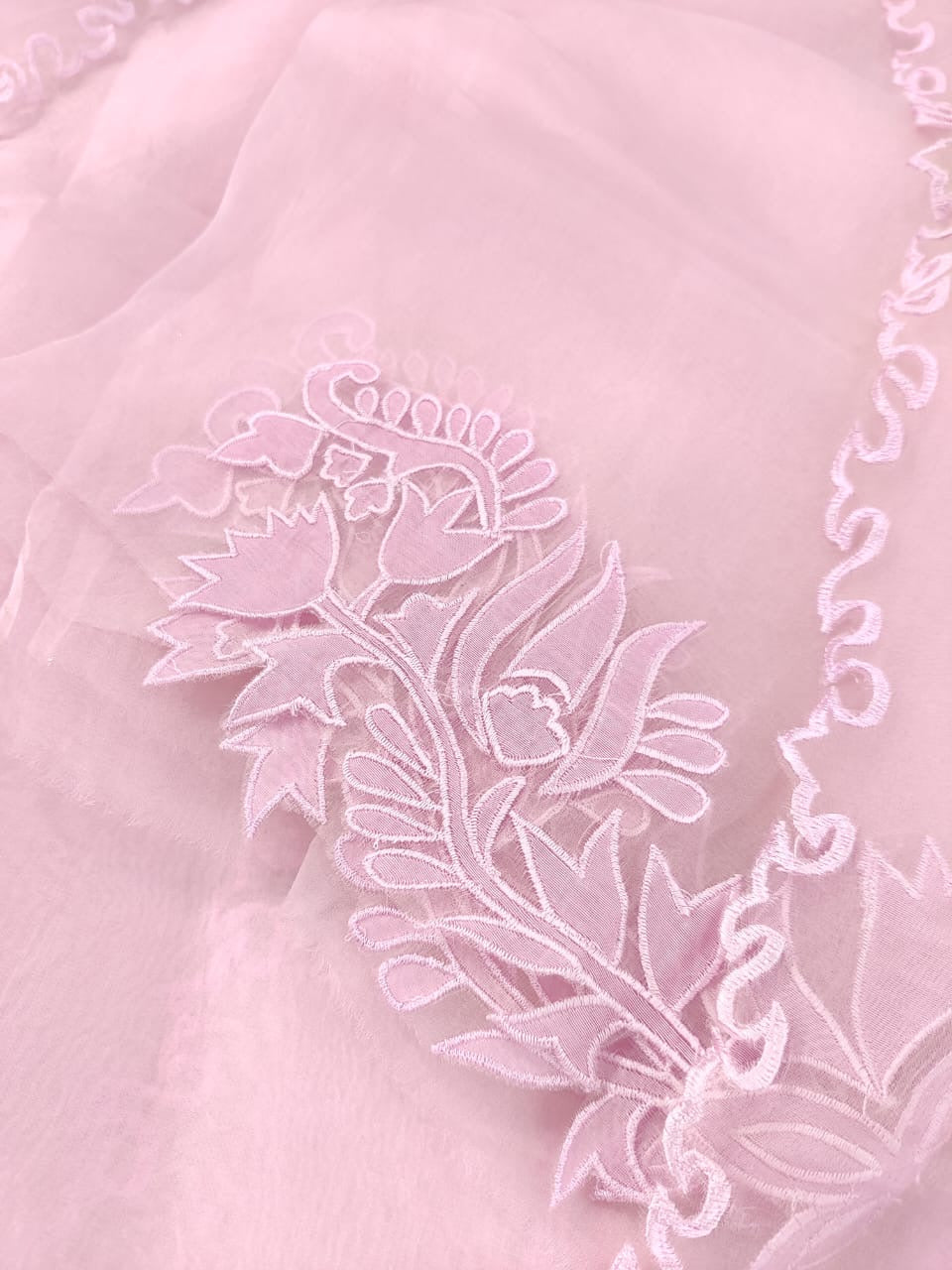 Sheer Luxury Pakistani Appliqué Suit PL002 Powder