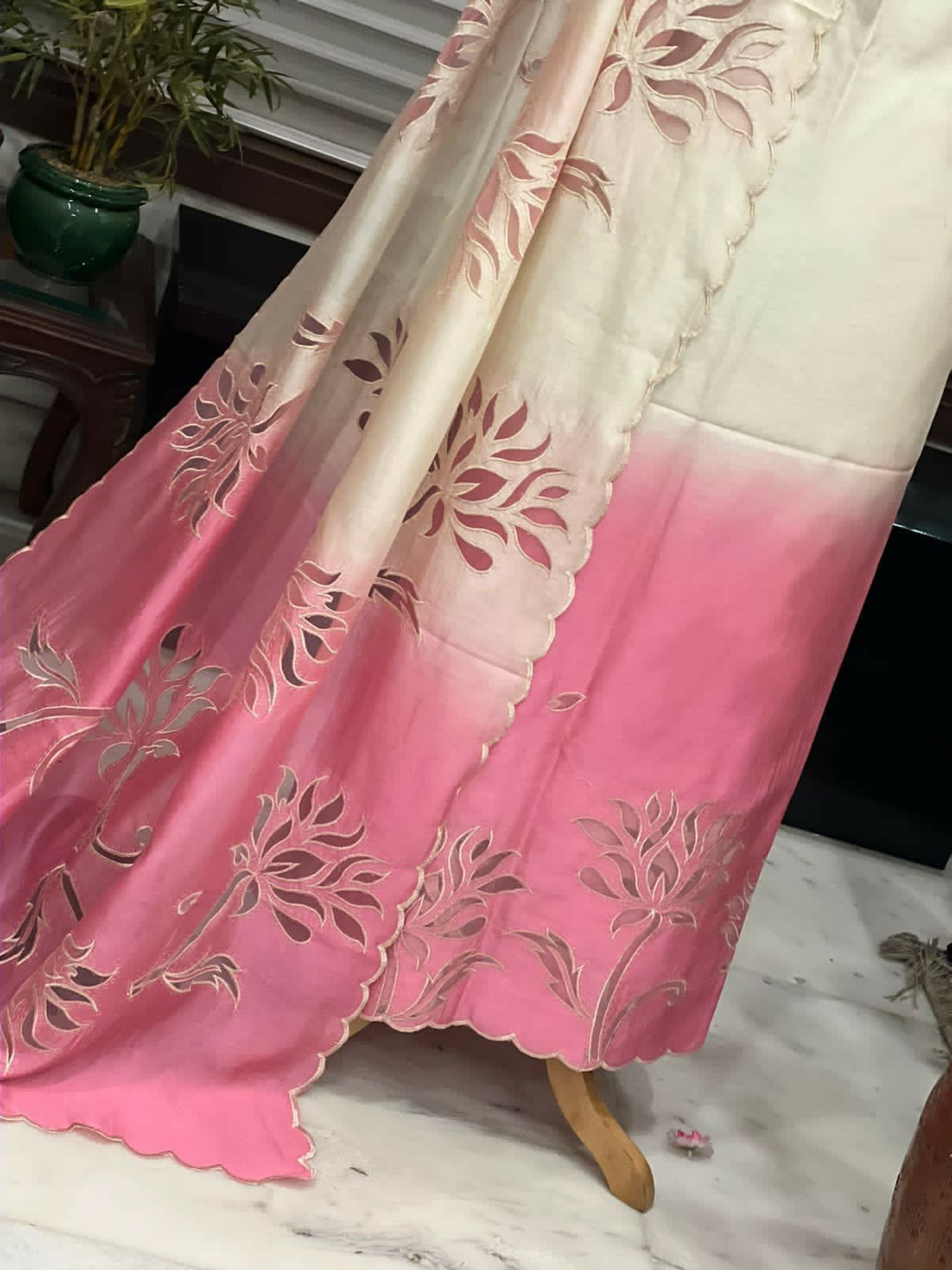 ATHARVA Applique Embroidery Salwar Kameez/Chanderi Cut-Work Shirt & Dupatta/Santoon Bottom/Custom Stitch Unstitch/Plazo/Pant/CUT8126