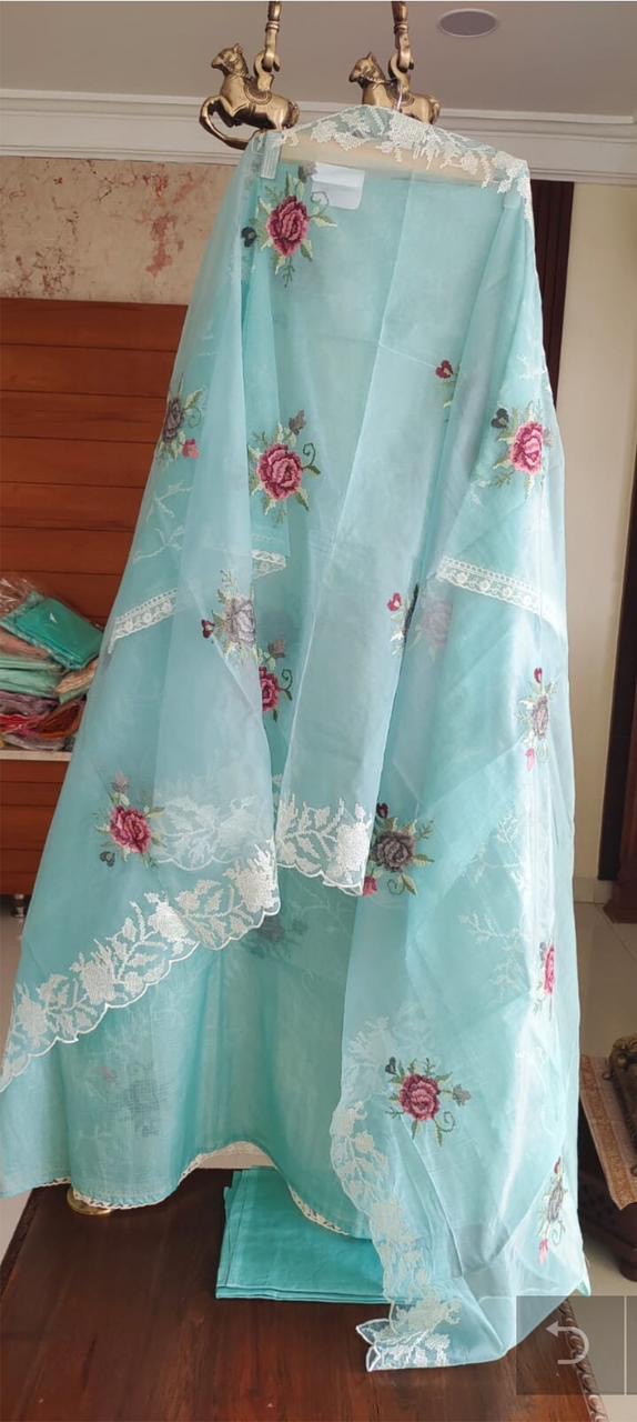 Atharva Embroidered Cotton Kota Salwar Kameez/Embroidery organza Dupatta/Cotton kota Embroidery Shirt Pink/Cotton Chikankari Bottom- KK00213