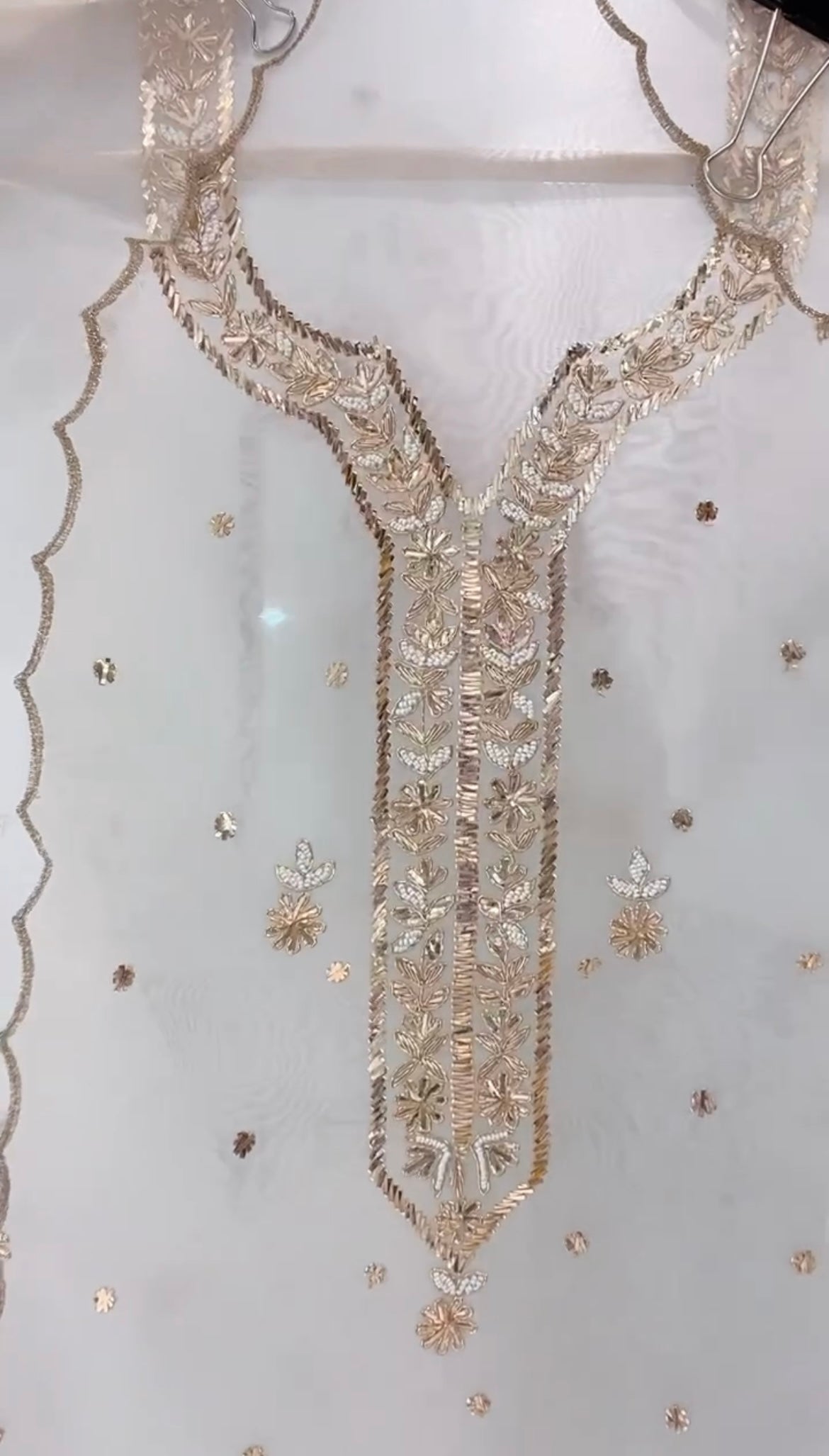 Sheer Luxury /Premium Lucknowi Collection Sheer00085 Offwhite