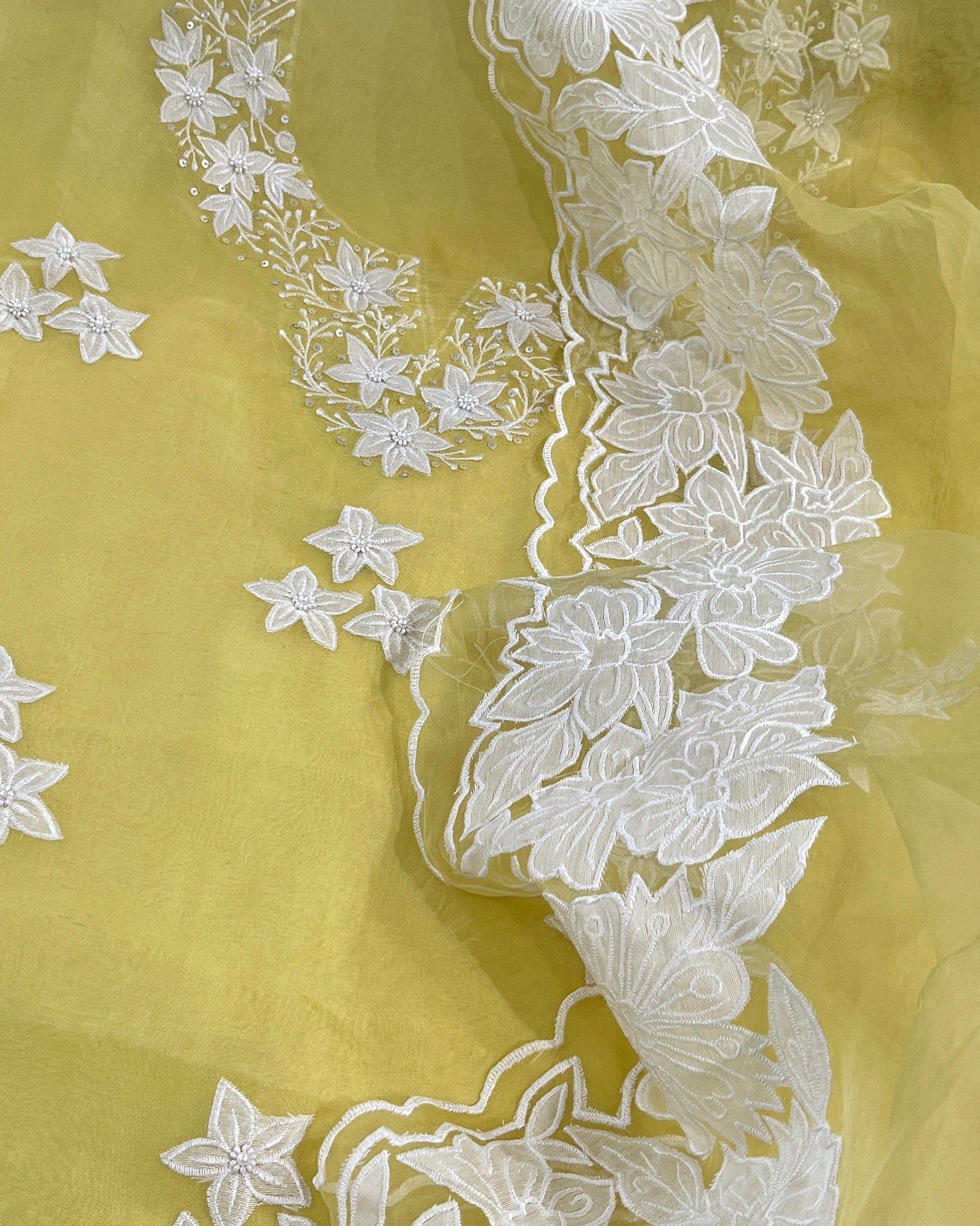 Atharva Heritage Sheer Luxury Pakistani Appliqué Suit PL0015Y Yellow