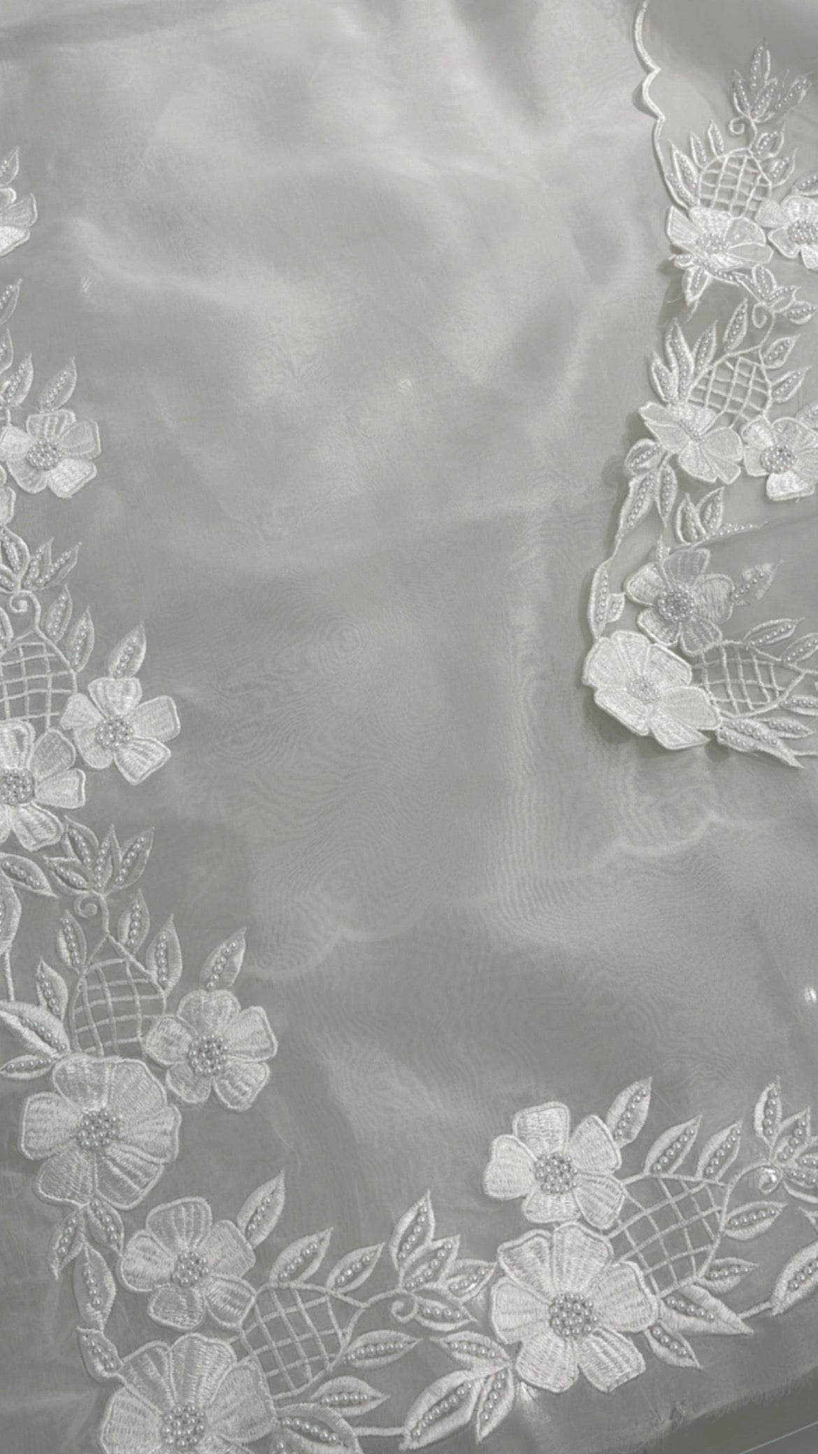 Atharva Heritage Unstitched Pure Organza Silk Pakistani Suit with Pearl Parsi Embroidery & Pure Crepe Bottom SHEER0016