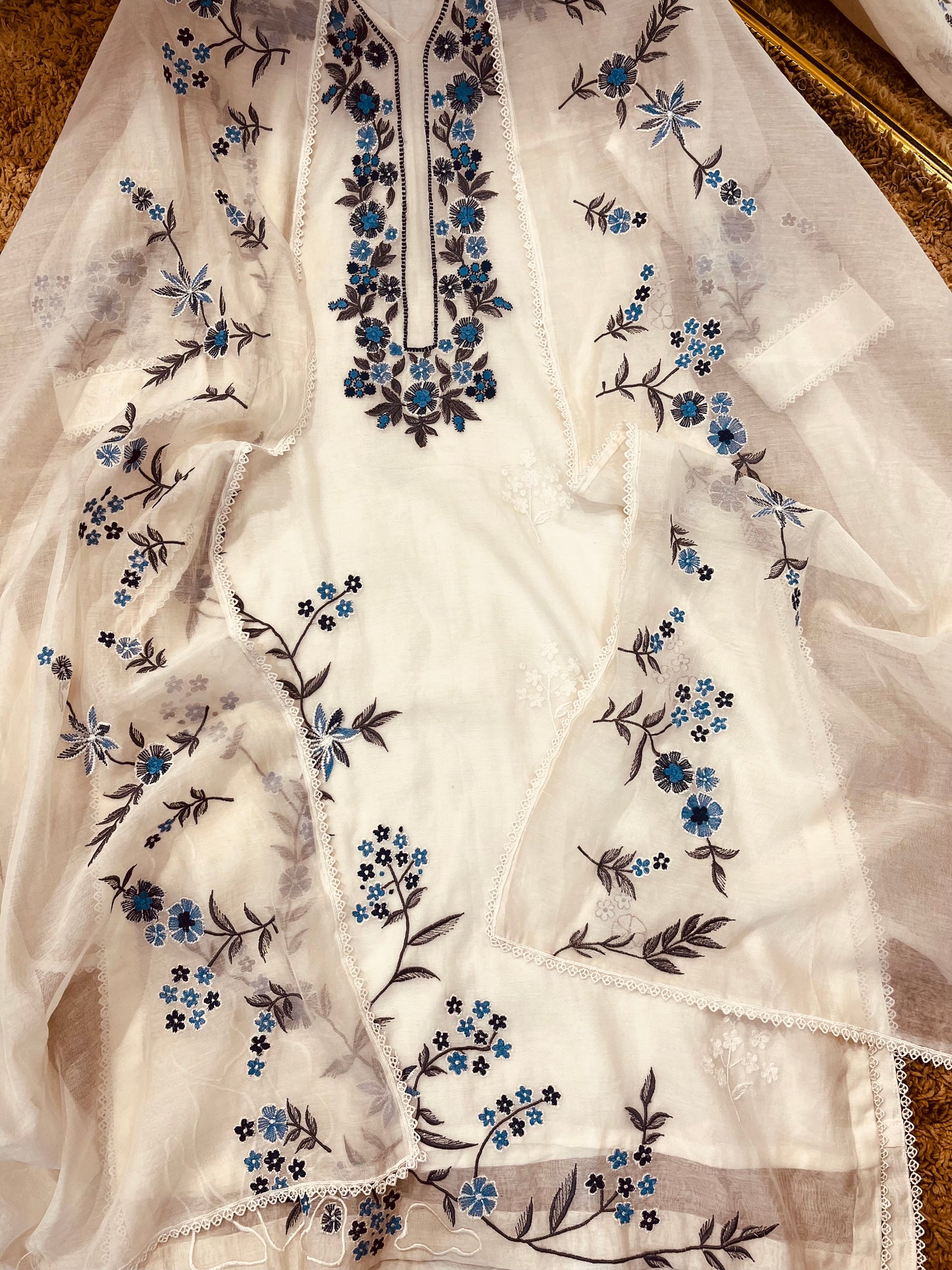 ATHARVA HERITAGE PURE MUL CHANDERI SILK PARSI GARA SUIT MCH0013-12
