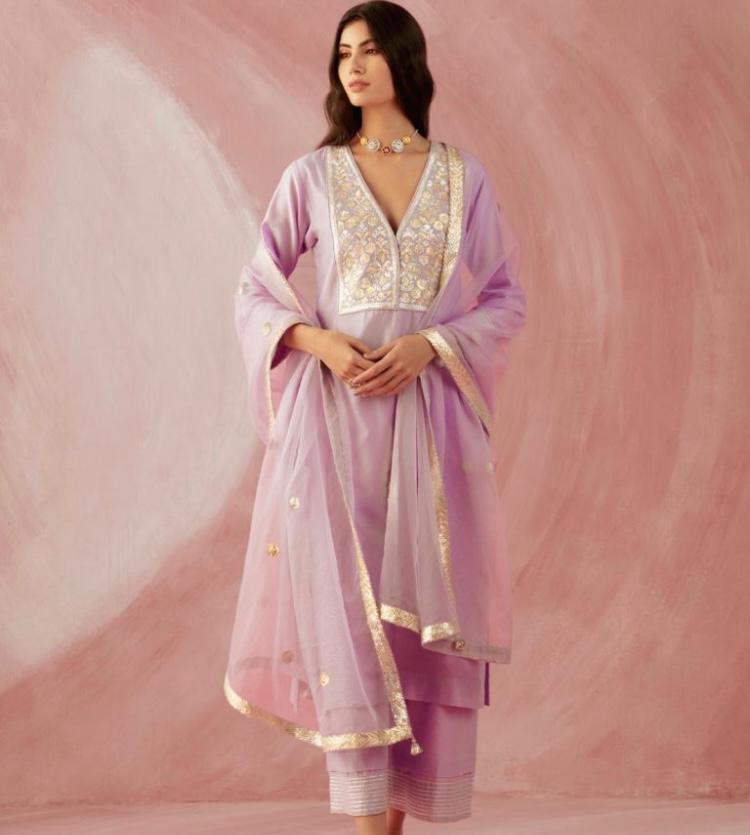 Atharva Lilac Double Yoke Gota Kurta Set LCH001