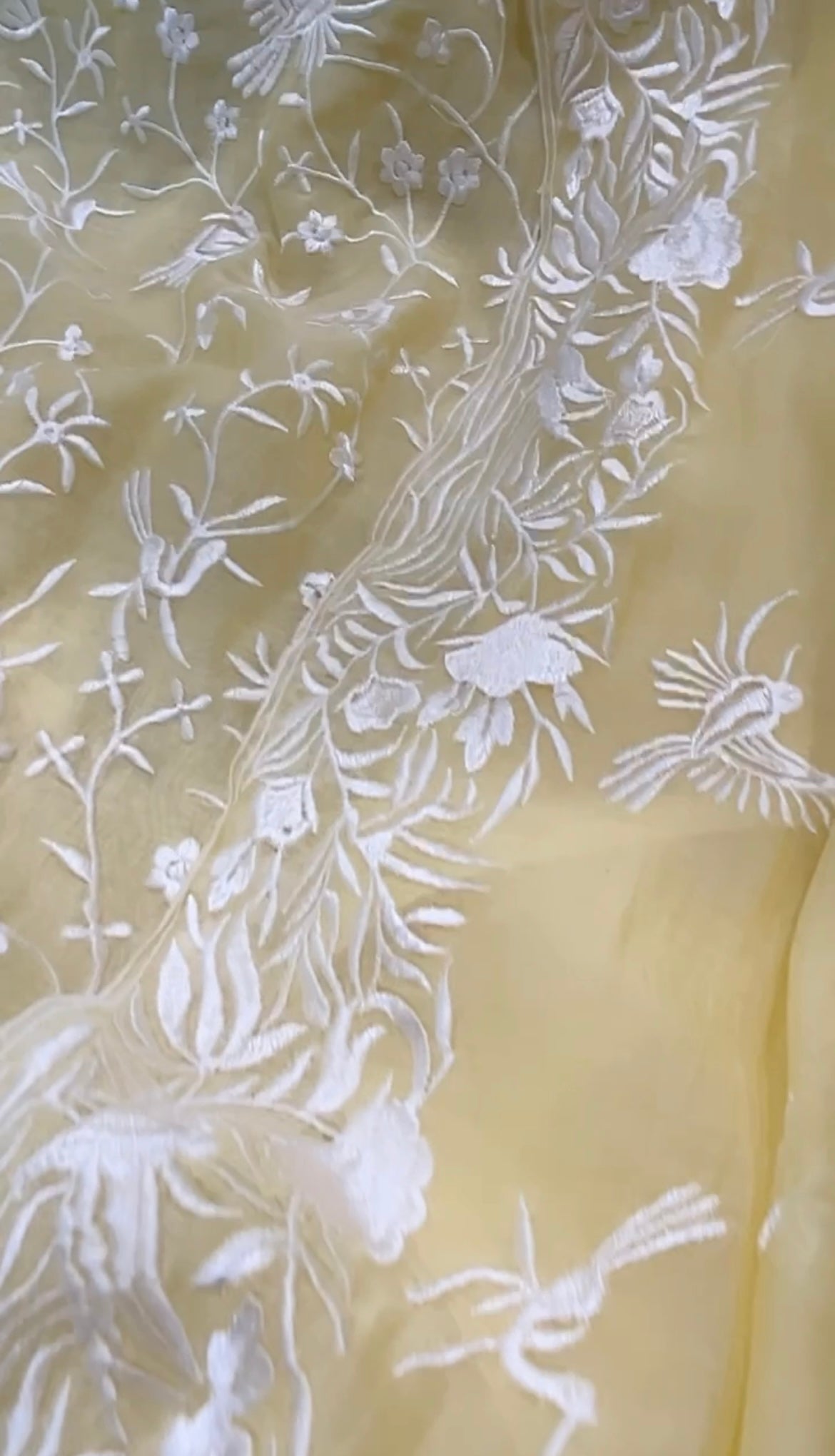 PURE MUL CHANDERI SILK PARSI GARA SUIT MCH0015 Lemon Yellow