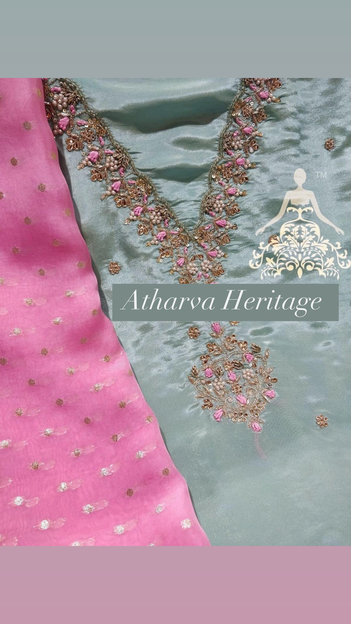 ATHARVA Hand Embroidery Salwar Kameez/Tissue Silk Ladies Suit/Organza Banarsi Silk Dupatta/Stones/Custom Stitch Unstitch/Gift/TO1675C