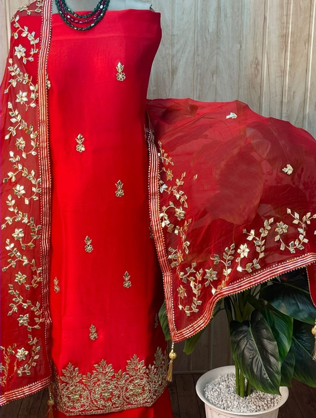 Atharva Heritage Radiant Red Georgette Suit Set – Festive & Wedding Edition