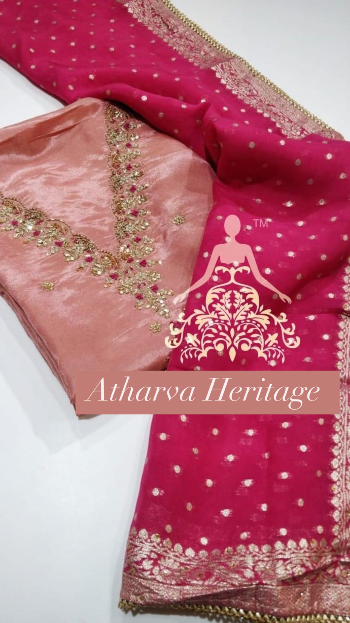 ATHARVA Hand Embroidery Salwar Kameez/Tissue Silk Ladies Suit/Organza Banarsi Silk Dupatta/Stones/Custom Stitch Unstitch/Gift/TO16758B