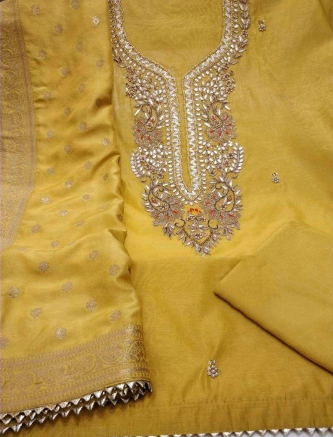 ATHARVA Hand Embroidery Salwar Kameez/Chanderi Ladies Suit/Banarsi Silk Dupatta/Stones/Custom Stitch Unstitch/Embroidery Potli/Gift/CH16768