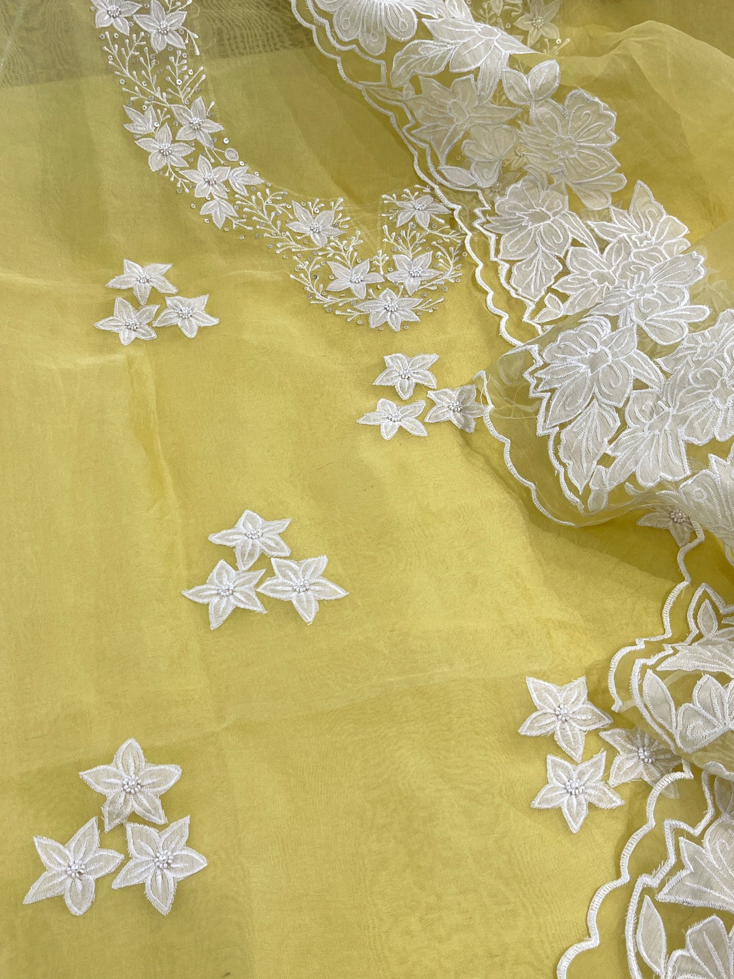 Atharva Heritage Sheer Luxury Pakistani Appliqué Suit PL0015Y Yellow