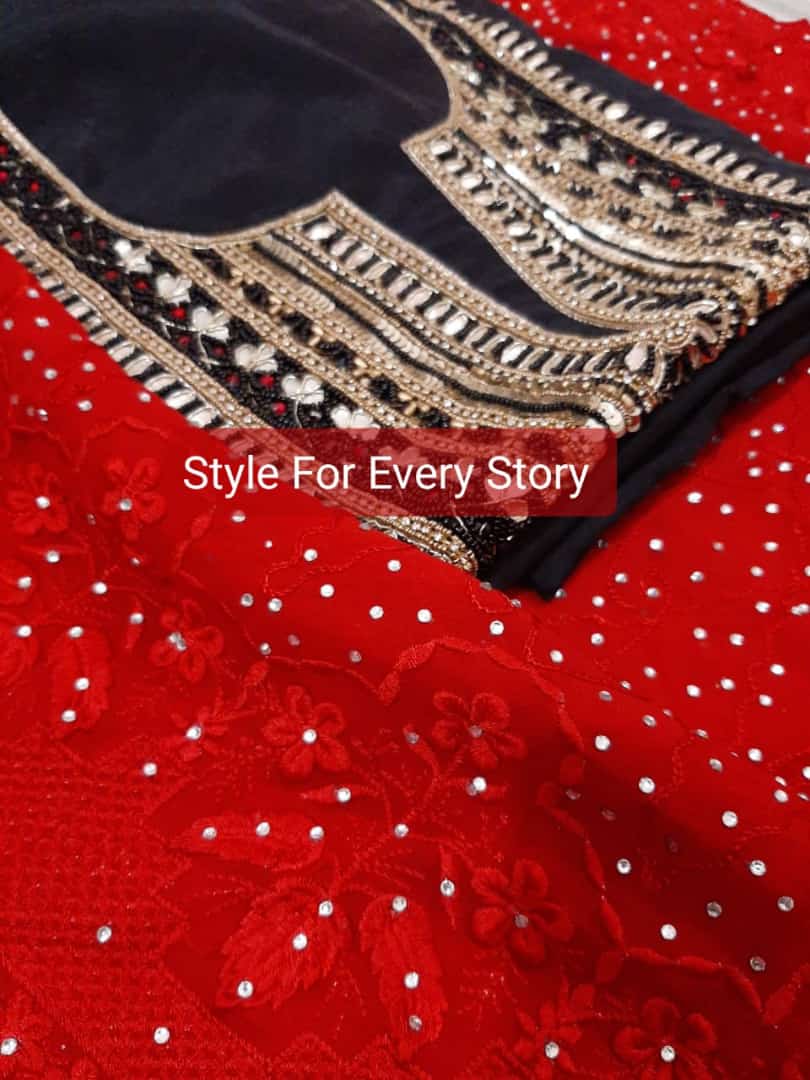 ATHARVA Hand Embroidered Salwar Kameez Chanderi Shirt/Lucknowi Georgette Dupatta/Custom Stitch Unstitch/Custom Anarkali/CH18013