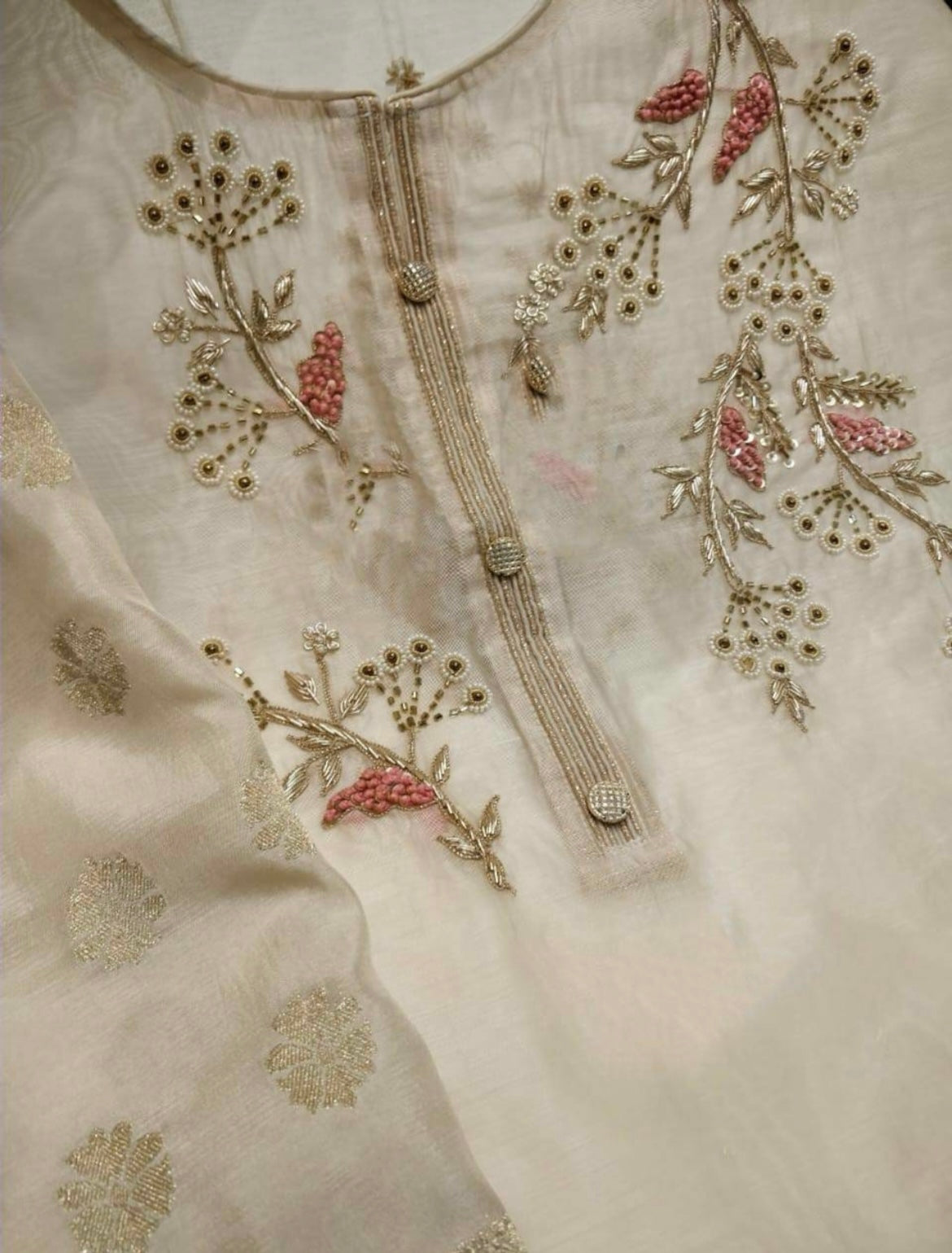 ATHARVA Hand Embroidery Salwar Kameez/Chanderi Ladies Suit/Banarsi Silk Dupatta/Stones/Custom Stitch Unstitch/Embroidery Potli/Gift/CH16780