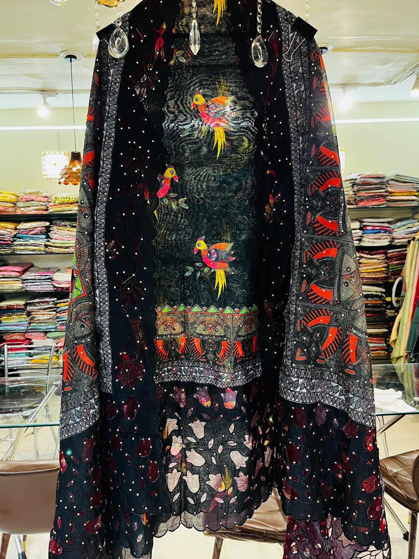 Atharva Pure Handloom CHANDERI Silk Digital Printed Cutwork SUIT CH17518(A)