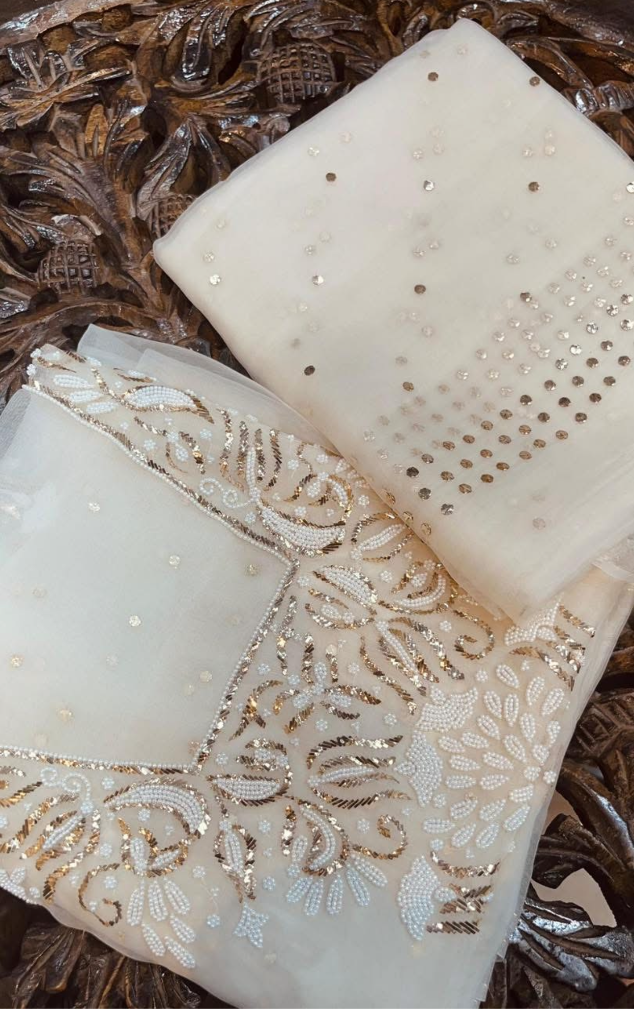 ATHARVA HERITAGE Sheer Luxury DYEABLE /Premium Lucknowi UnStitched Collection Sheer00087 DYEABLE