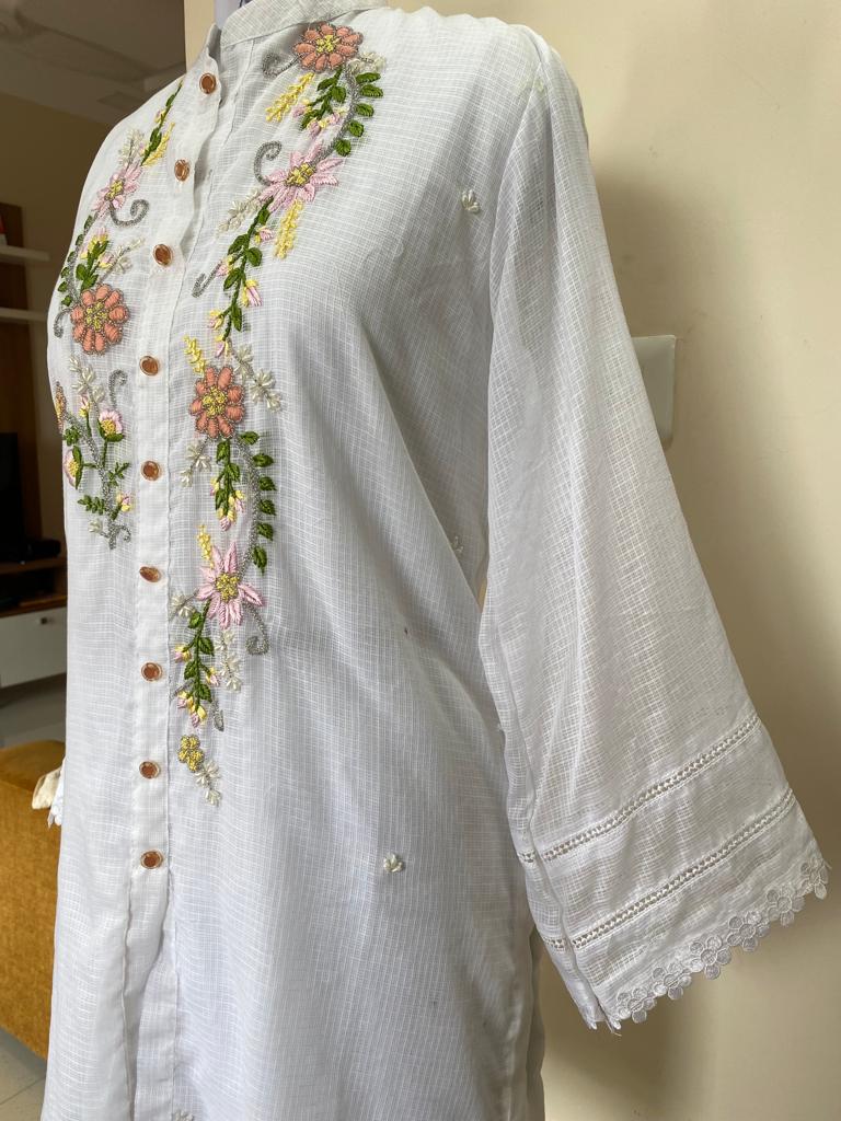 Summer Vibe Pure Kota Doria  Ready to Wear Hand Embroidered Coord Set KDC001