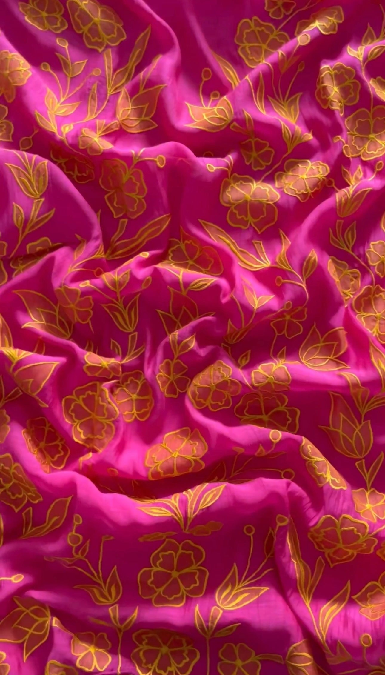 Atharva PURE Mul CHANDER Applique SUIT CH17518 Hot Pink Yellow