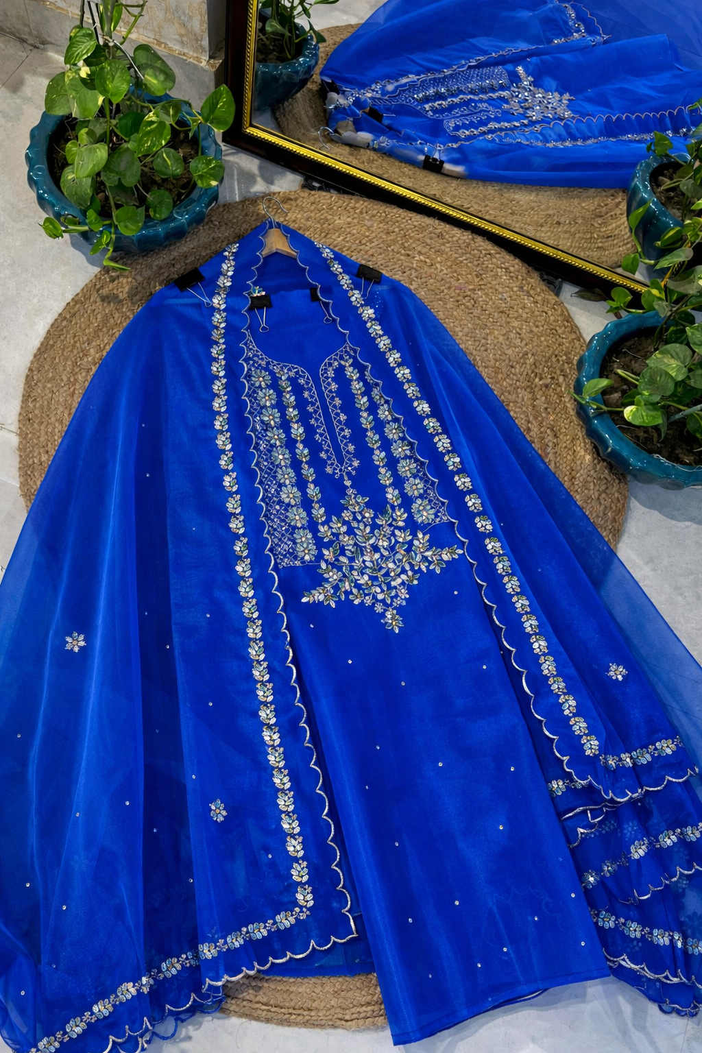 ATHARVA HERITAGE SHEER LUXURY HAND MIRROR EMBROIDERY SUIT SHEER0027G