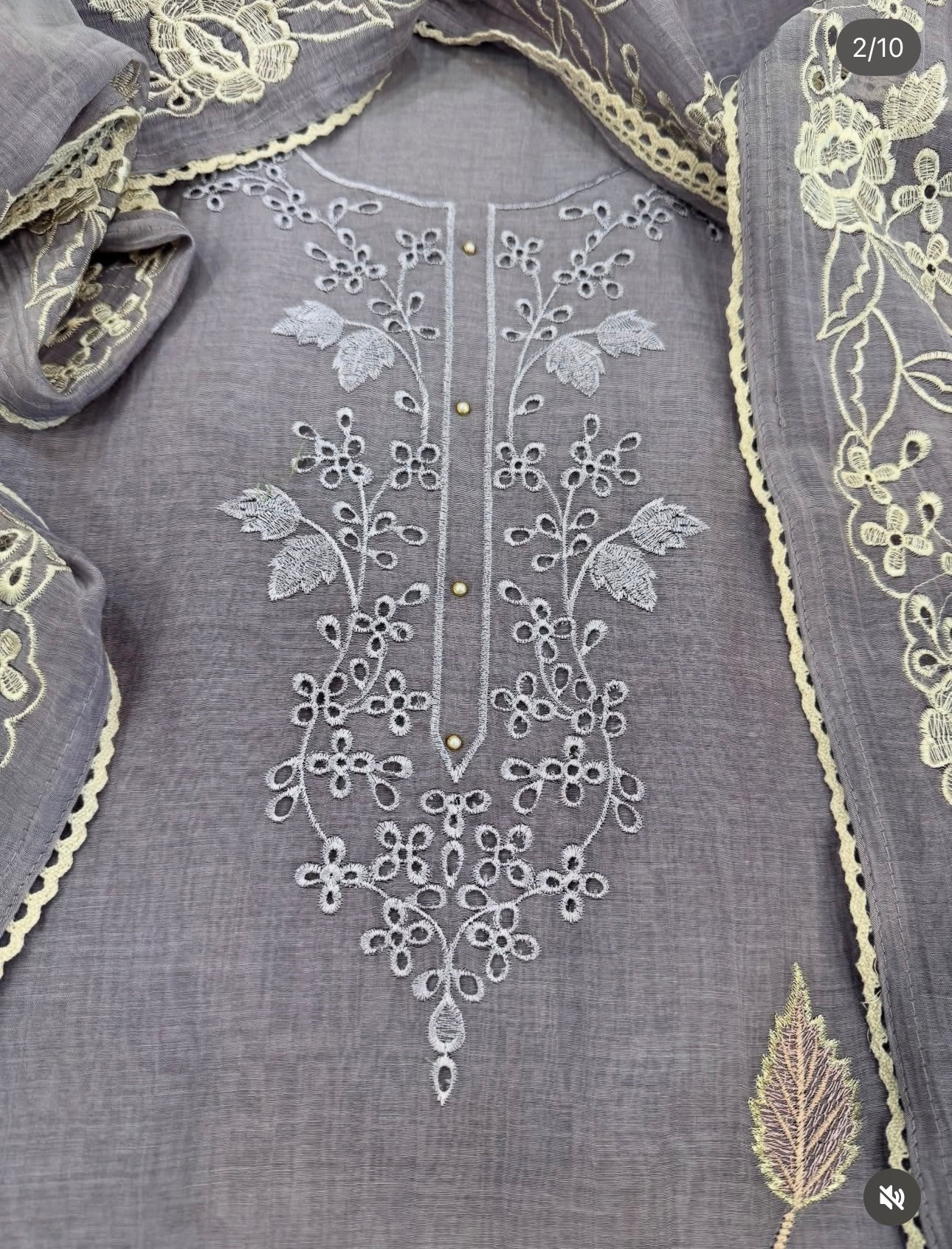 Atharva Heritage Thread Embroidered Pure Mul Chanderi Suit edits MC70012 Lavender