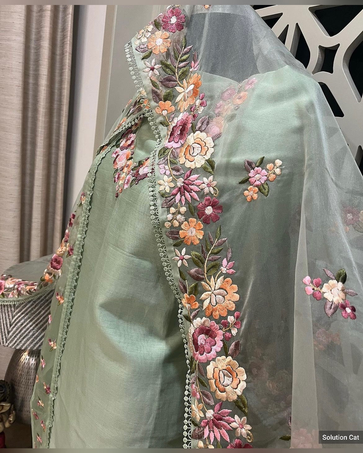PURE CHANDERI SILK AND ORGANZA EDITS CHO001PI Pista