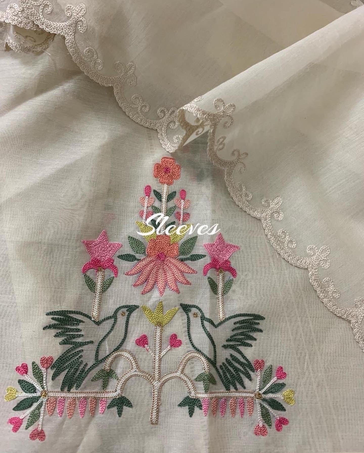 PURE CHANDER SILK KASHMIRI AARI SUIT CH542876 Ivory