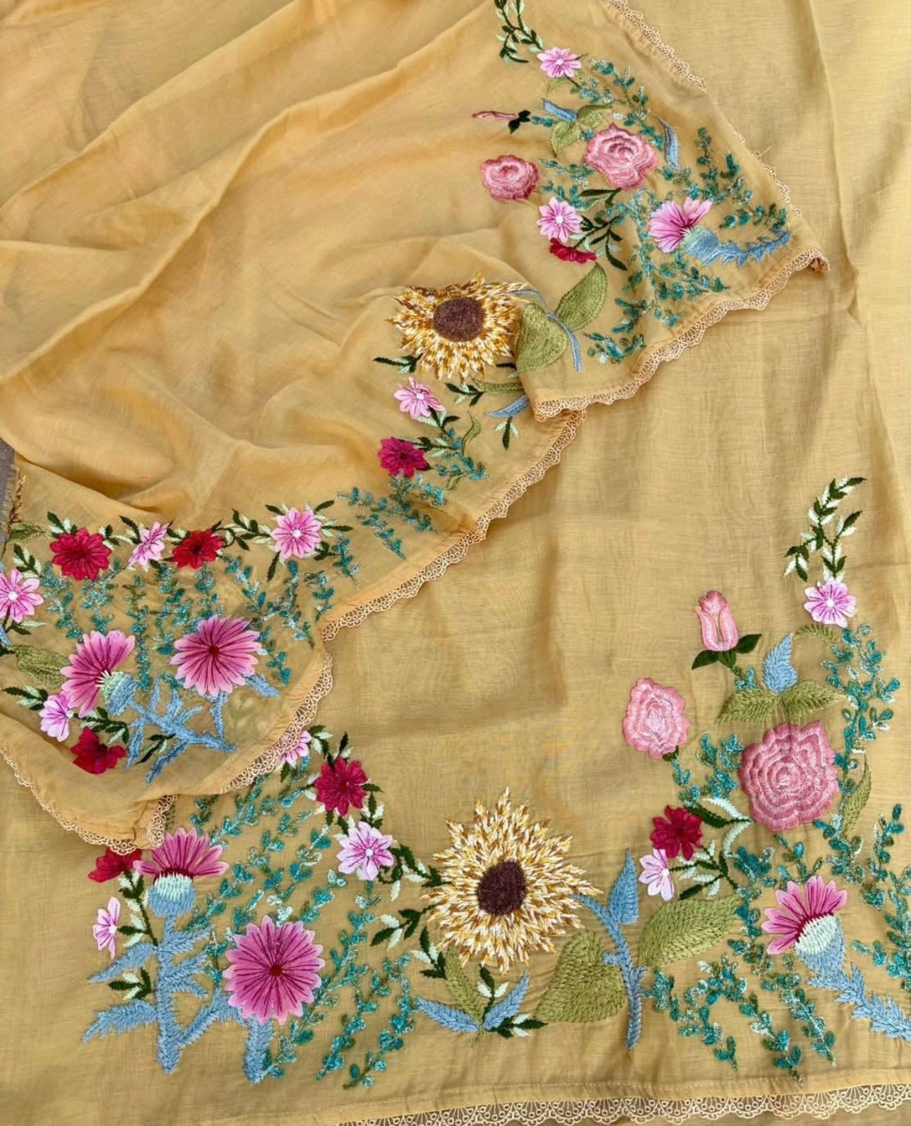 Atharva Heritage Pure Mul COTTON Kurta Dupatta AND BOTTOM THREAD Embroidered SUIT MCO005
