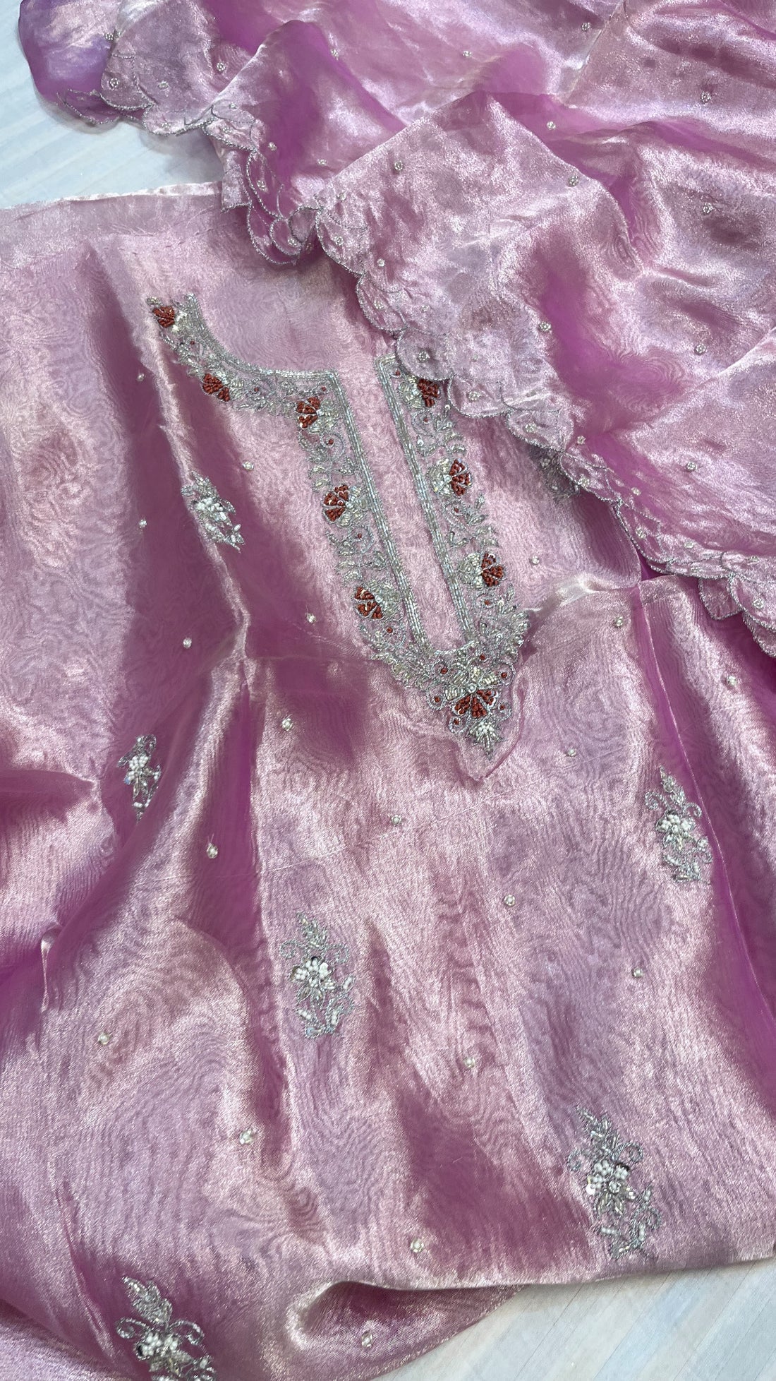 ATHARVA HERITAGE Pure Handloom Tissue Silk Suit with Beautiful Hand Zardozi Embroidery ~✨🌼 TVO0025